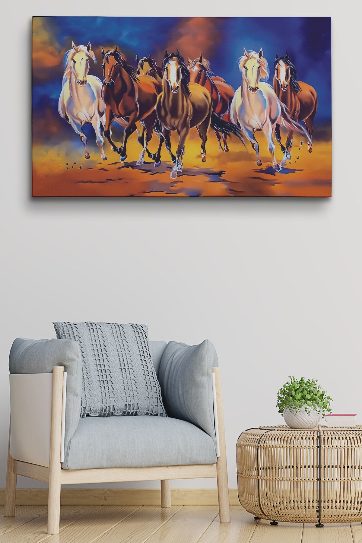 Kavuşan Aşıklar Yağlıboya Görünüm Dekoratif Kanvas Duvar Tablosu