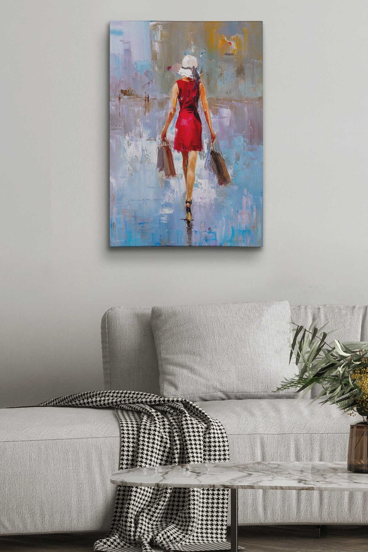 Terk Eden Kadın Yağlıboya Görünüm Dekoratif Kanvas Duvar Tablosu