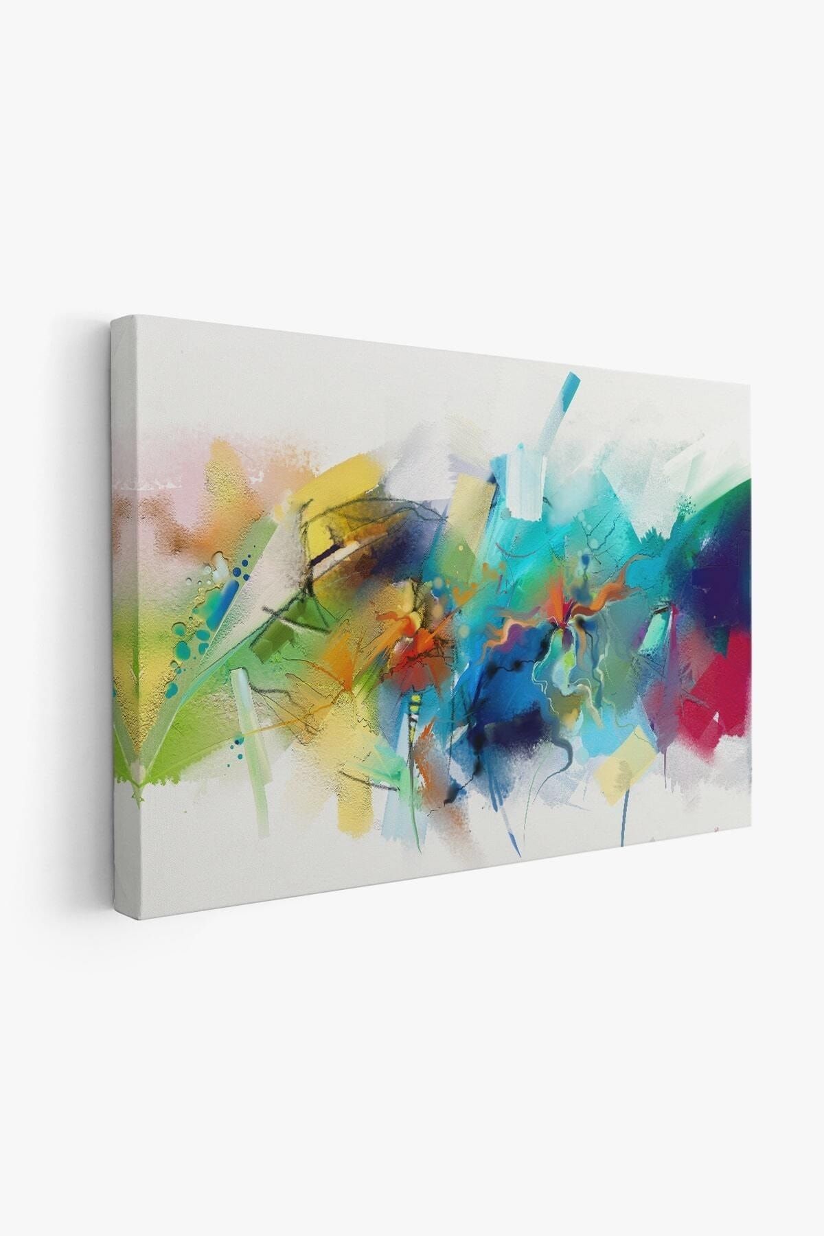 Soyut Fırça Darbeleri Ile Yağlıboya Görünüm Dekoratif Kanvas Duvar Tablosu