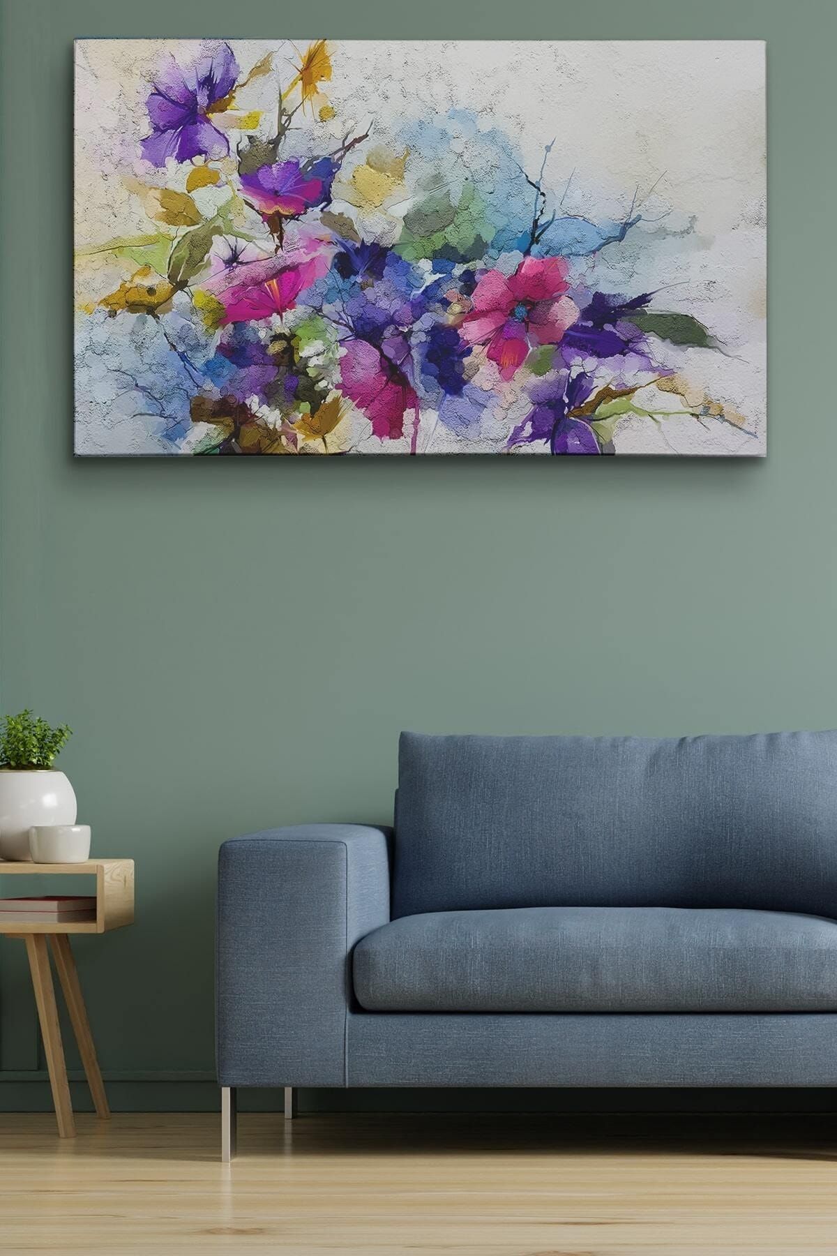 Modern Sanat Soyut Çiçekler Dekoratif Kanvas Duvar Tablo