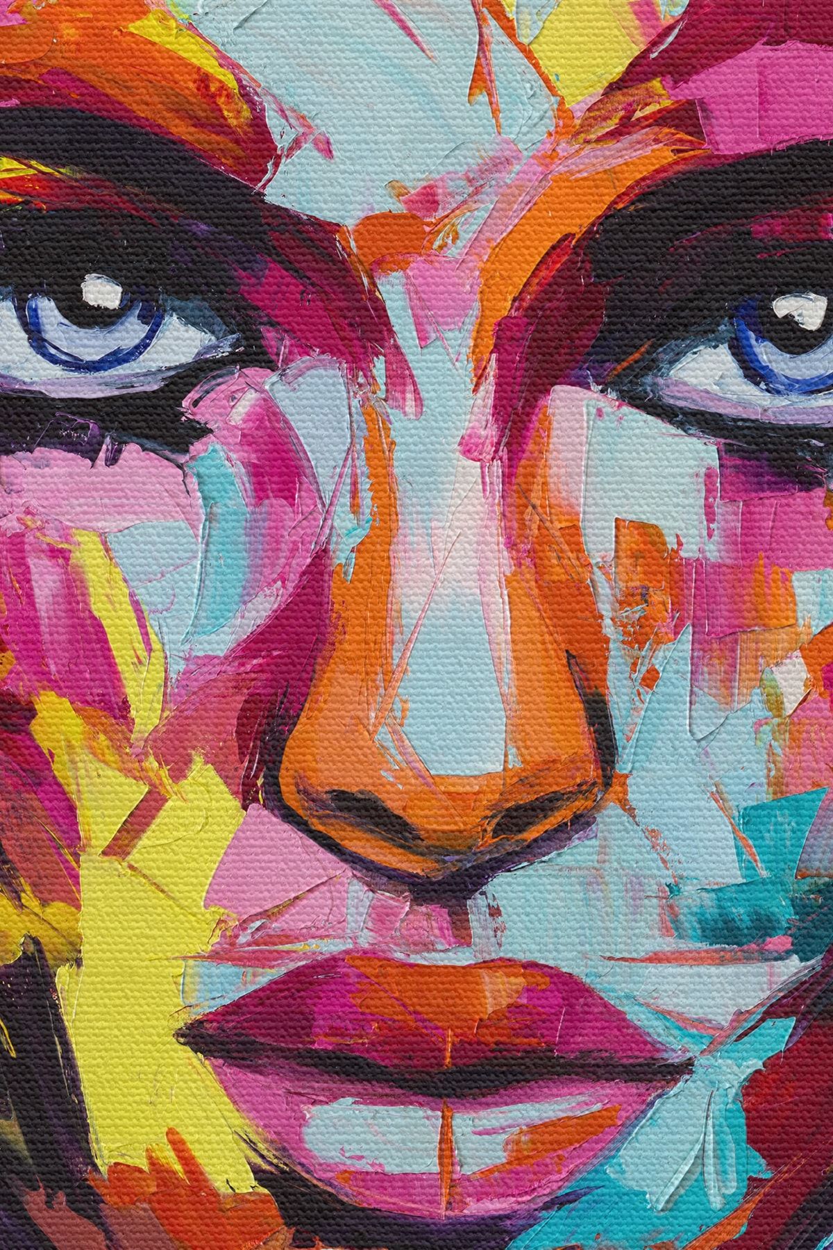 Soyut Renkli Kadın Yağlıboya Görünüm Dekoratif Kanvas Duvar Tablosu