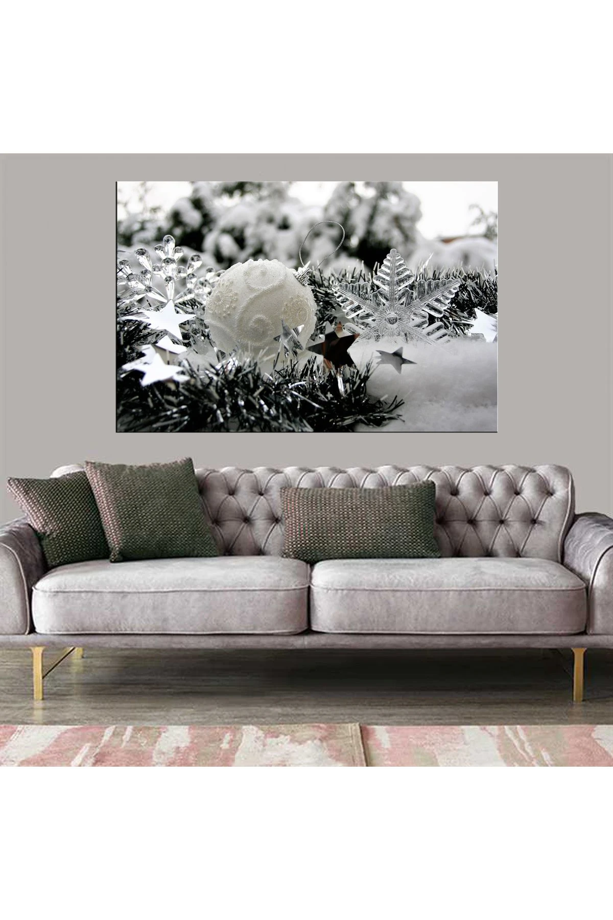 Dekoratif Baskı Kar Tanesi Kanvas Tablo