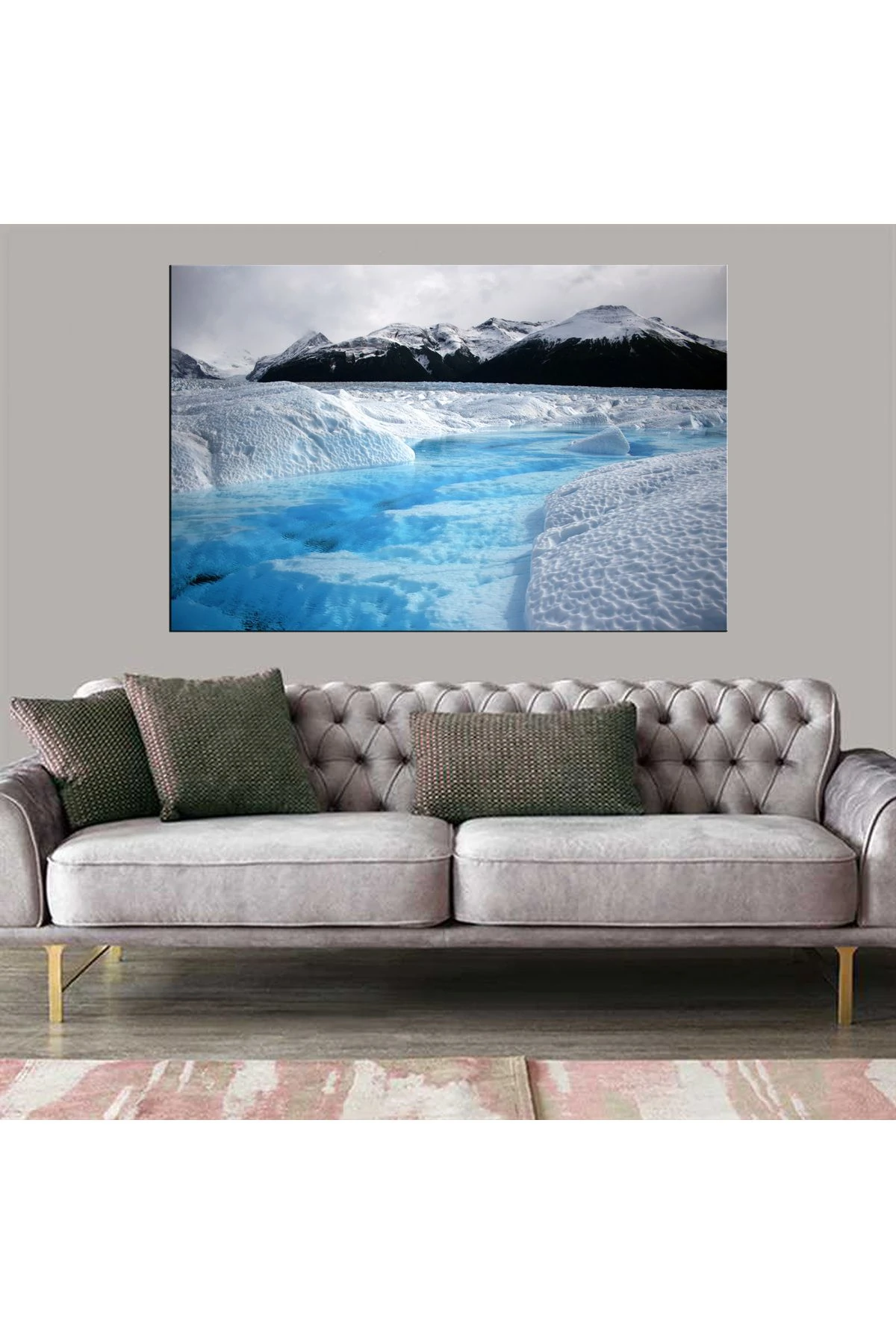 Dekoratif Baskı Mavi Kanvas Tablo