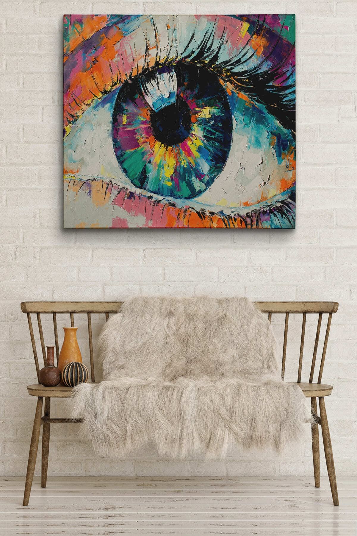 Gözün Kavramsal Soyut Resmi Yağlıboya Görünüm Kanvas Duvar Tablosu