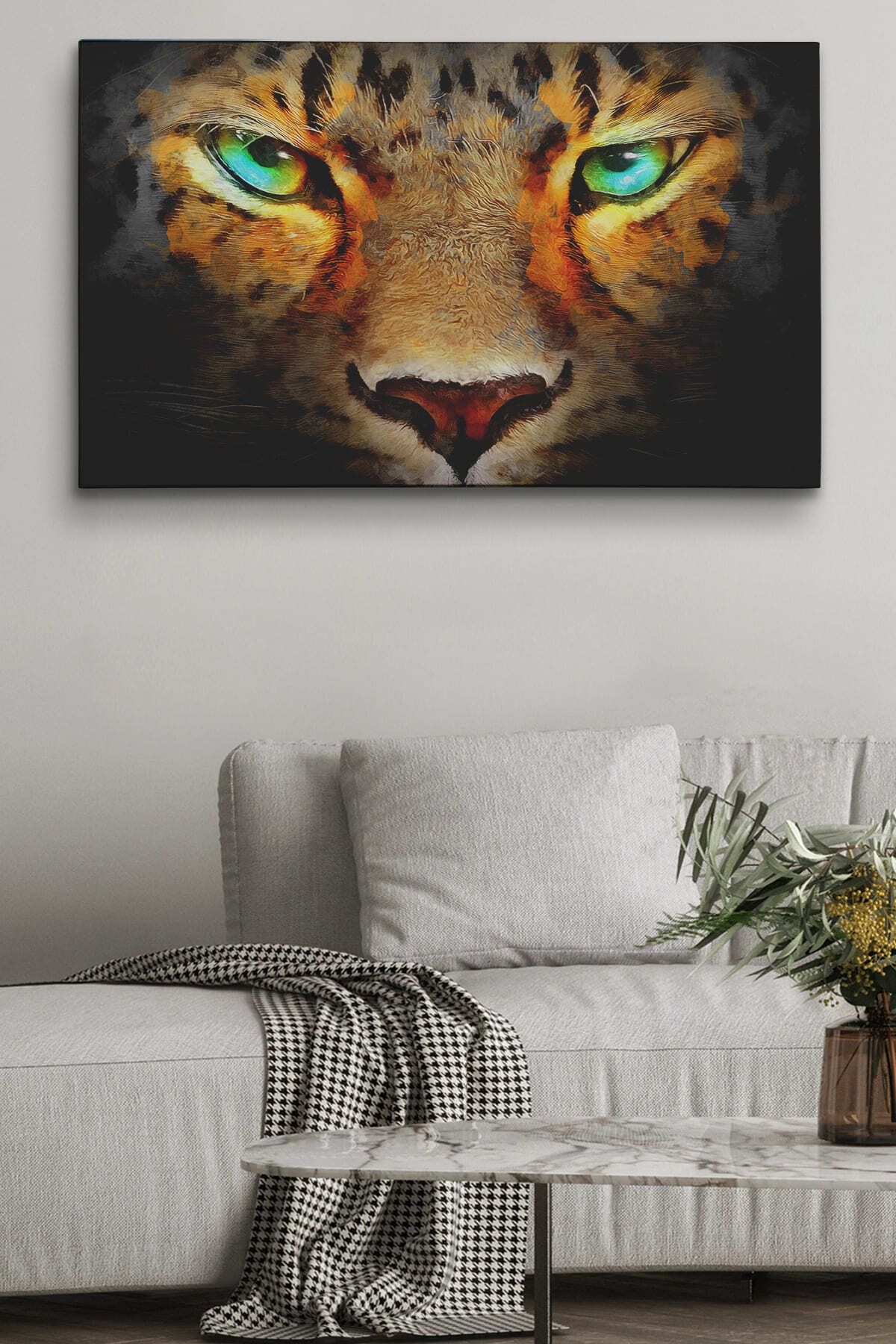 Gerçekçi Çita Gözleri Yağlıboya Görünüm Kanvas Duvar Tablosu