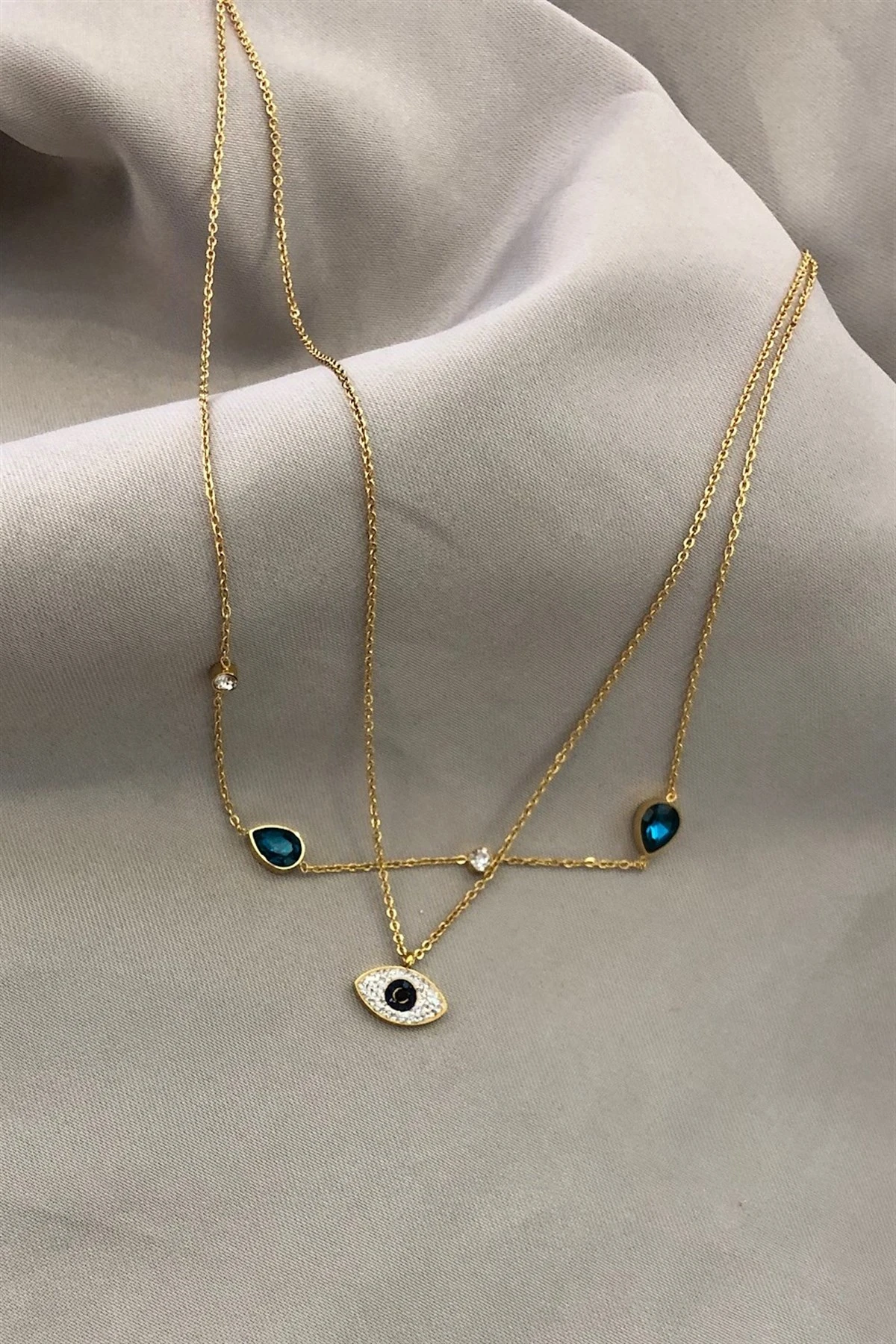 Eye Çift Zincir Çelik Kolye