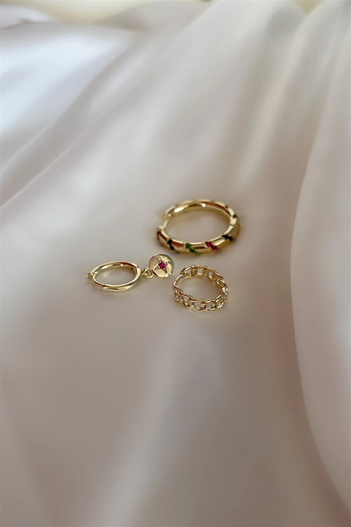 Colorful Ribbon Küpe Seti