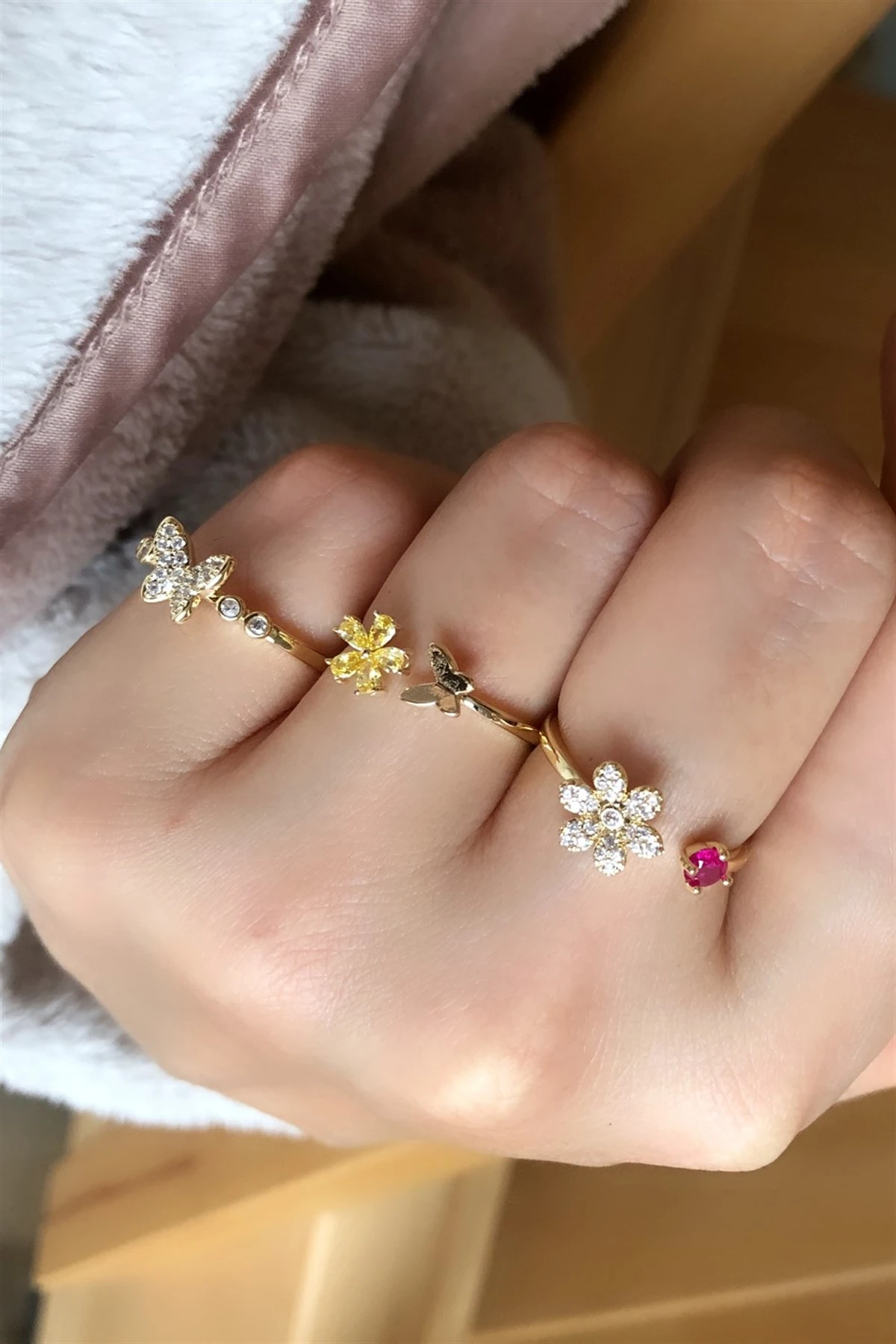 Butterfly Üçlü Özel Seri Yüzük Seti