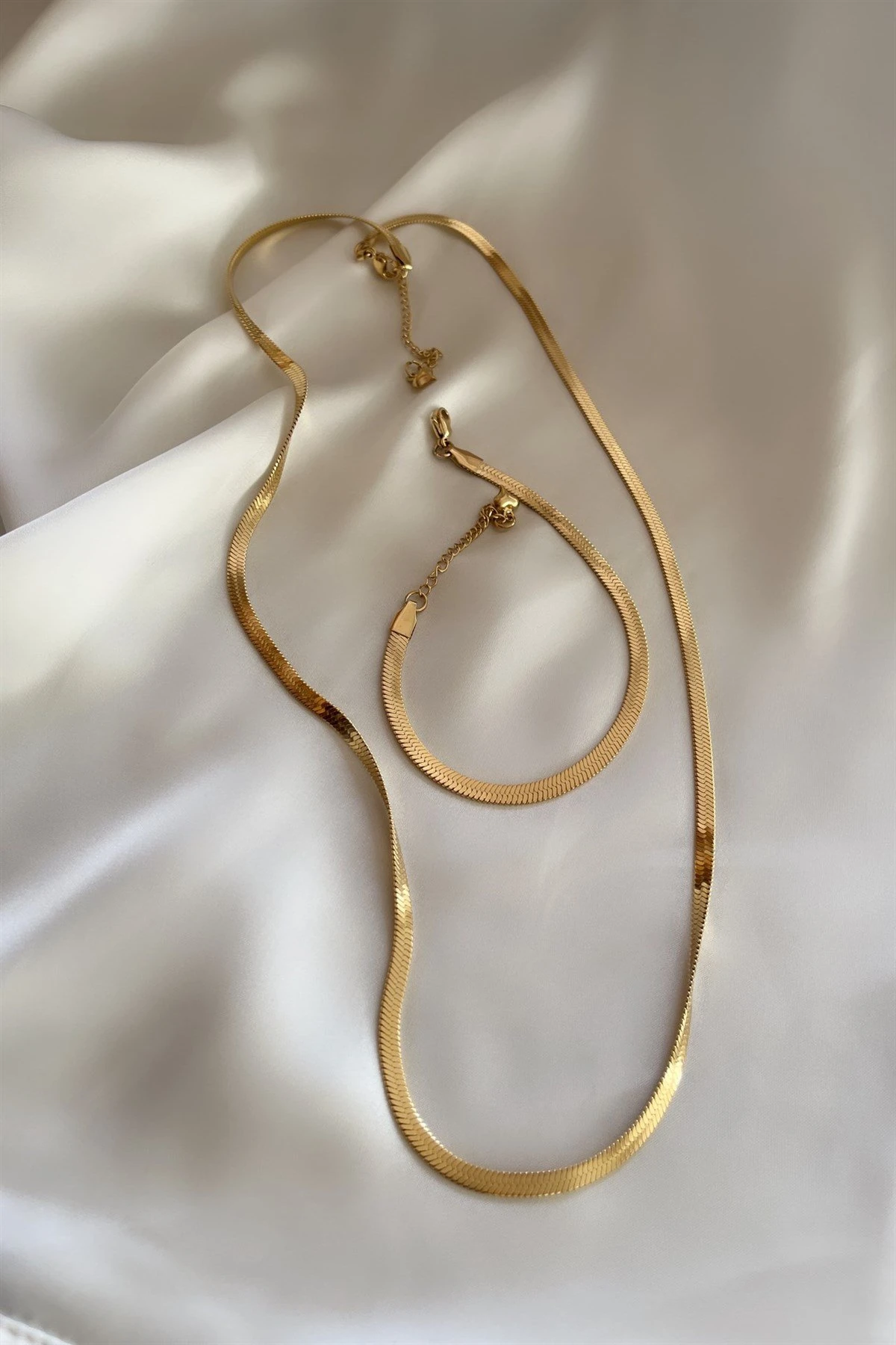 İtalyan Zinciri Çelik Kolye (60Cm) Bileklik Seti