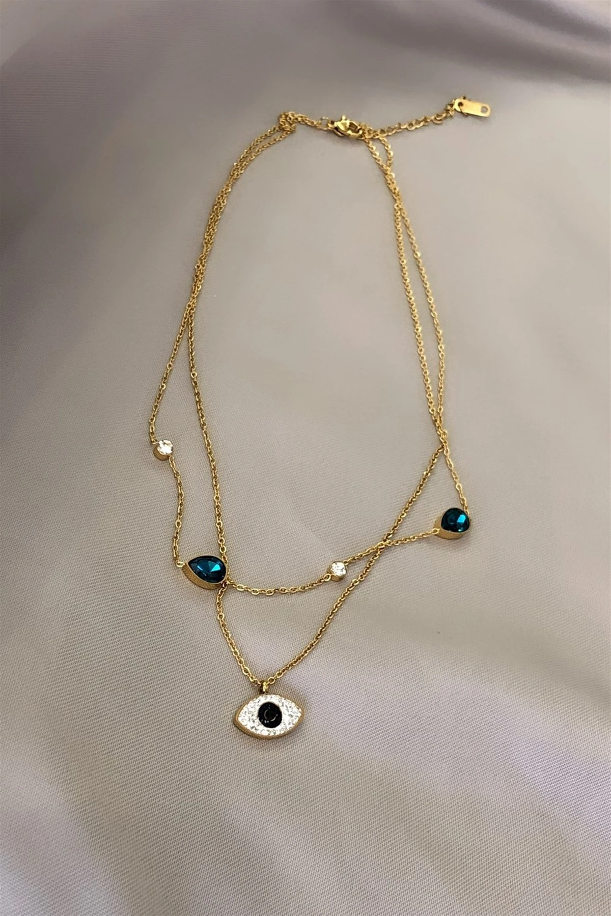 Eye Çift Zincir Çelik Kolye