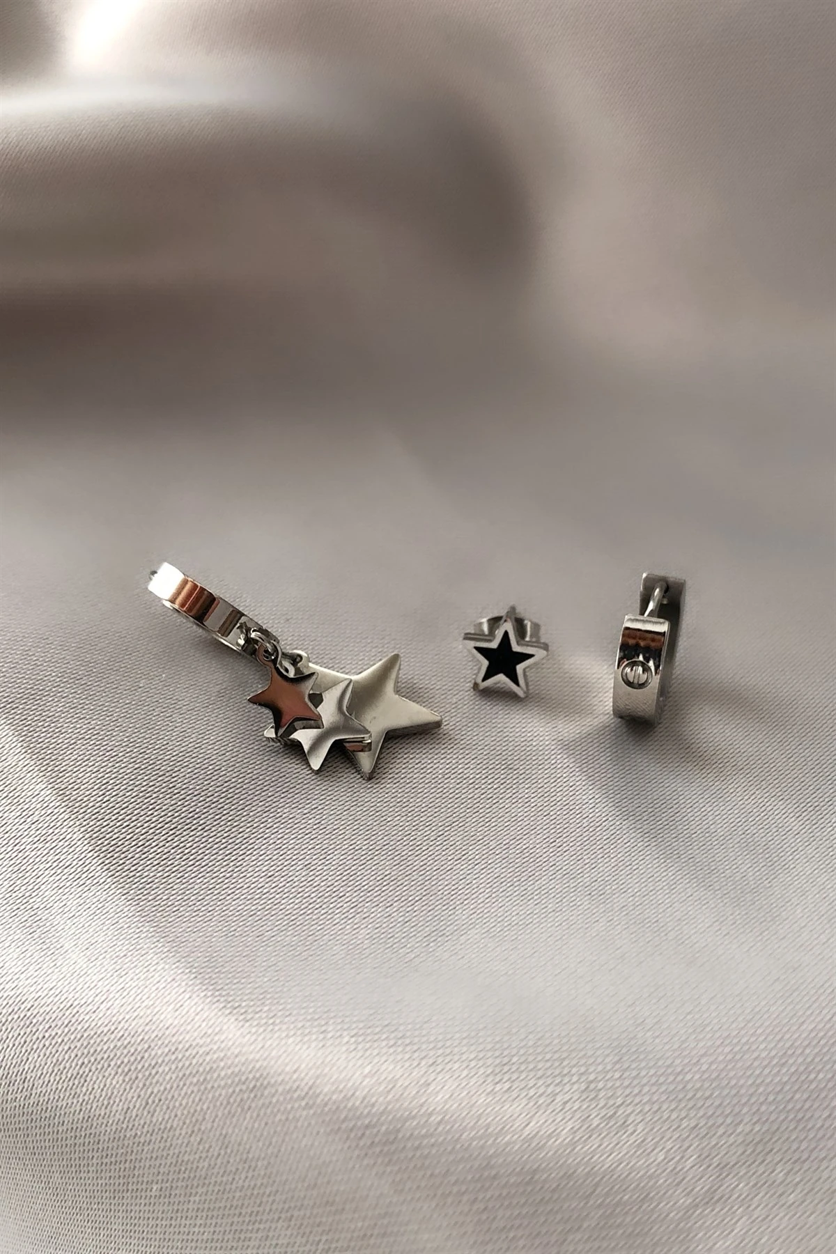 Star Üçlü Çelik Küpe-PK63455K