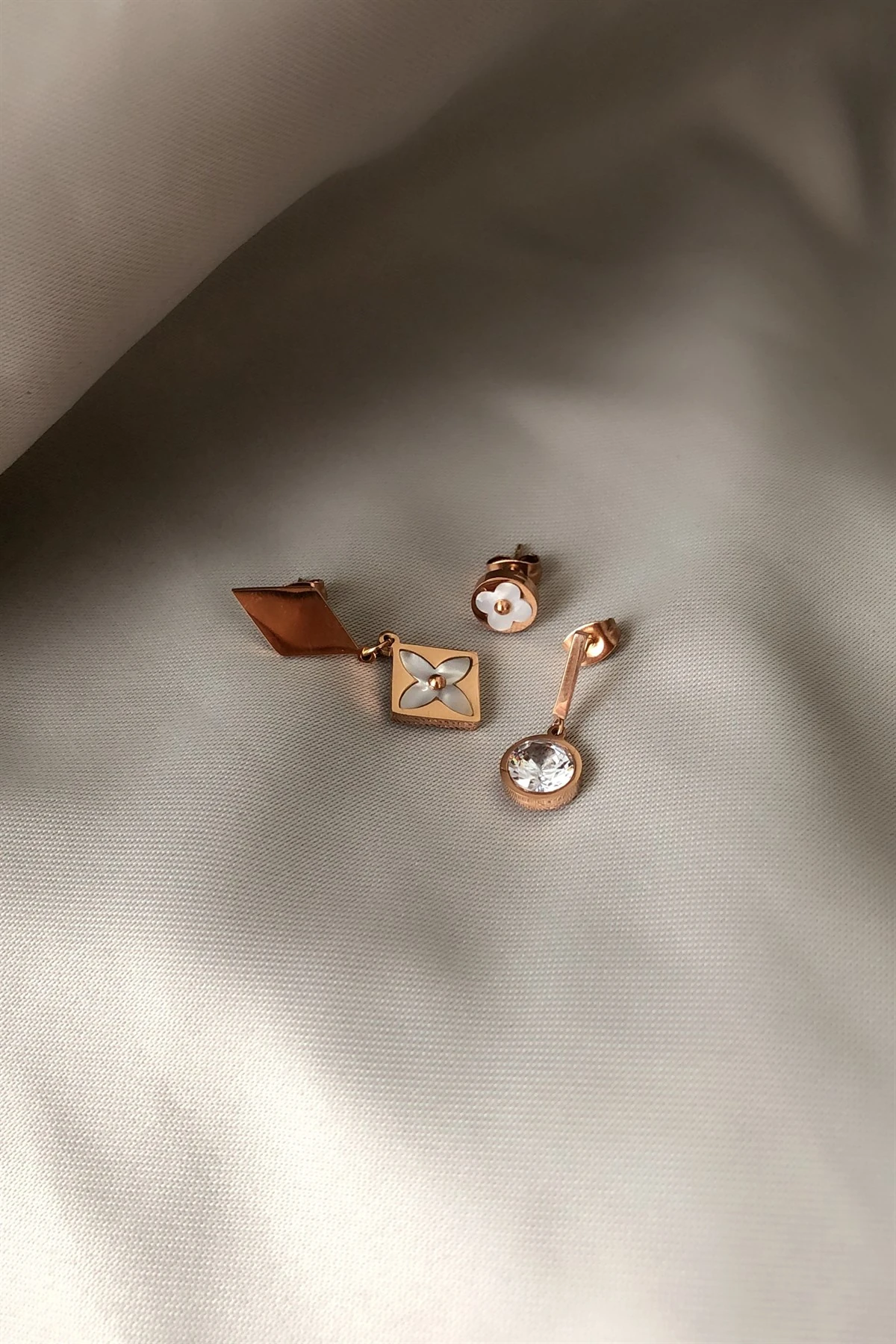 Clover Üçlü Çelik Küpe-PK3057C