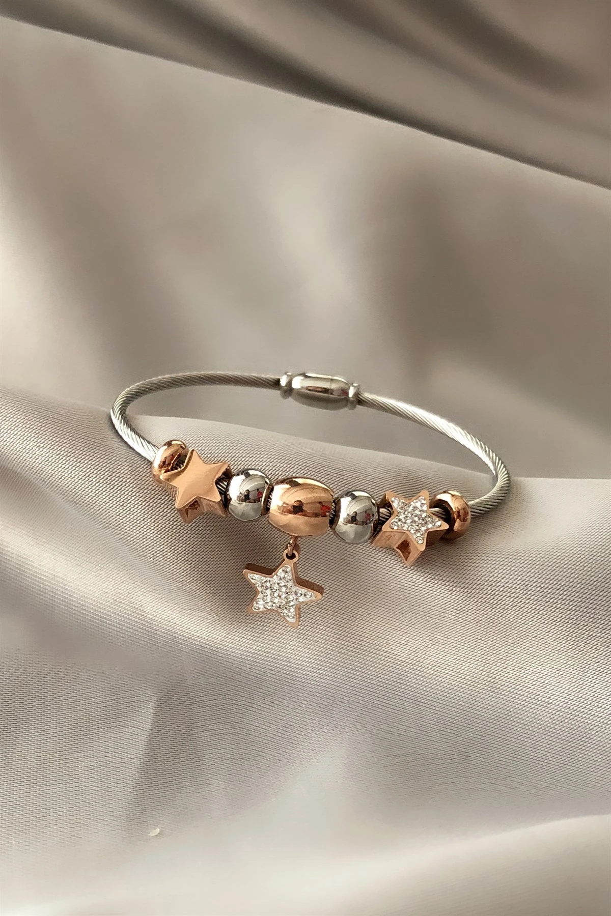 Charmlı Çelik Bileklik