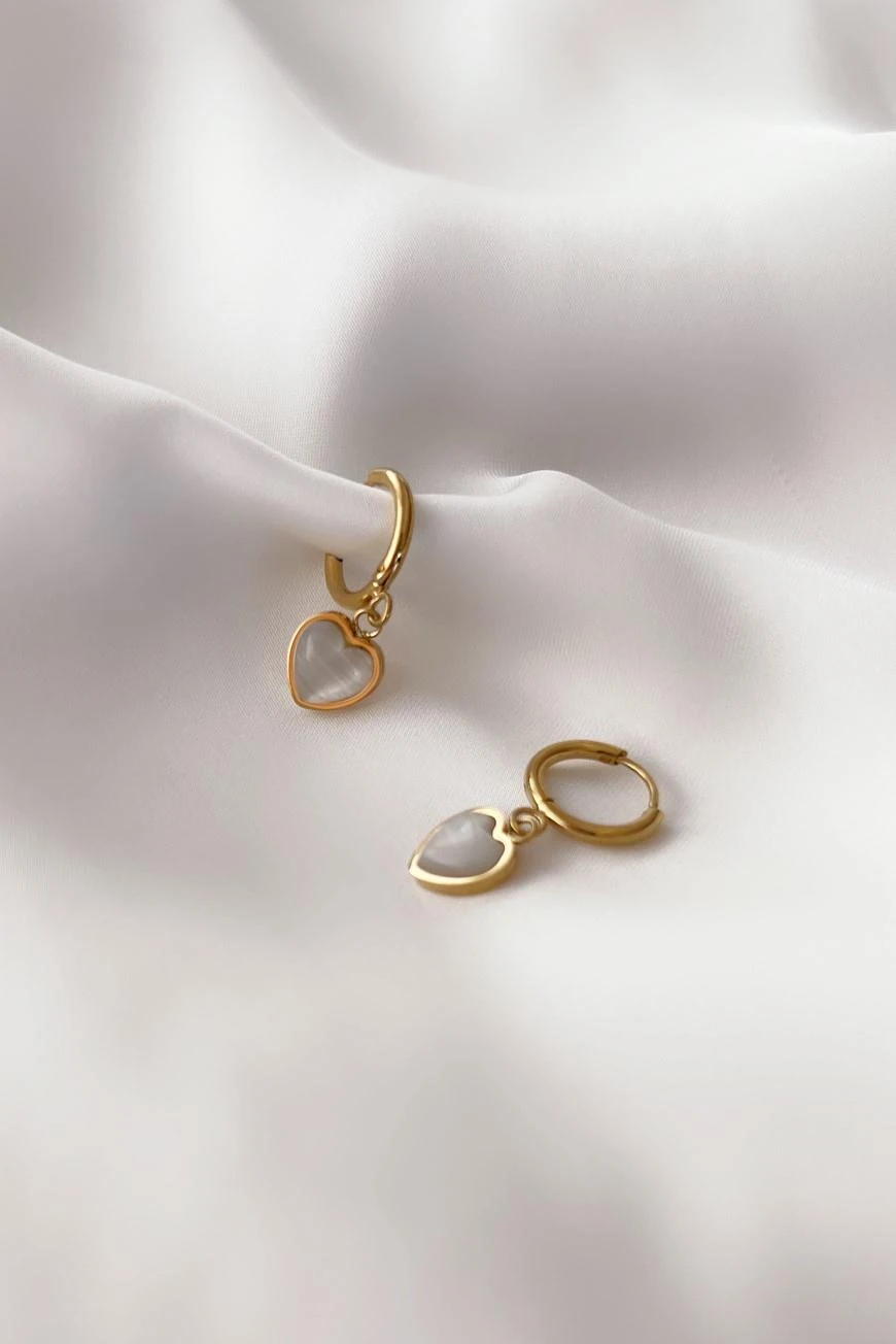 White Heart Çelik Küpe