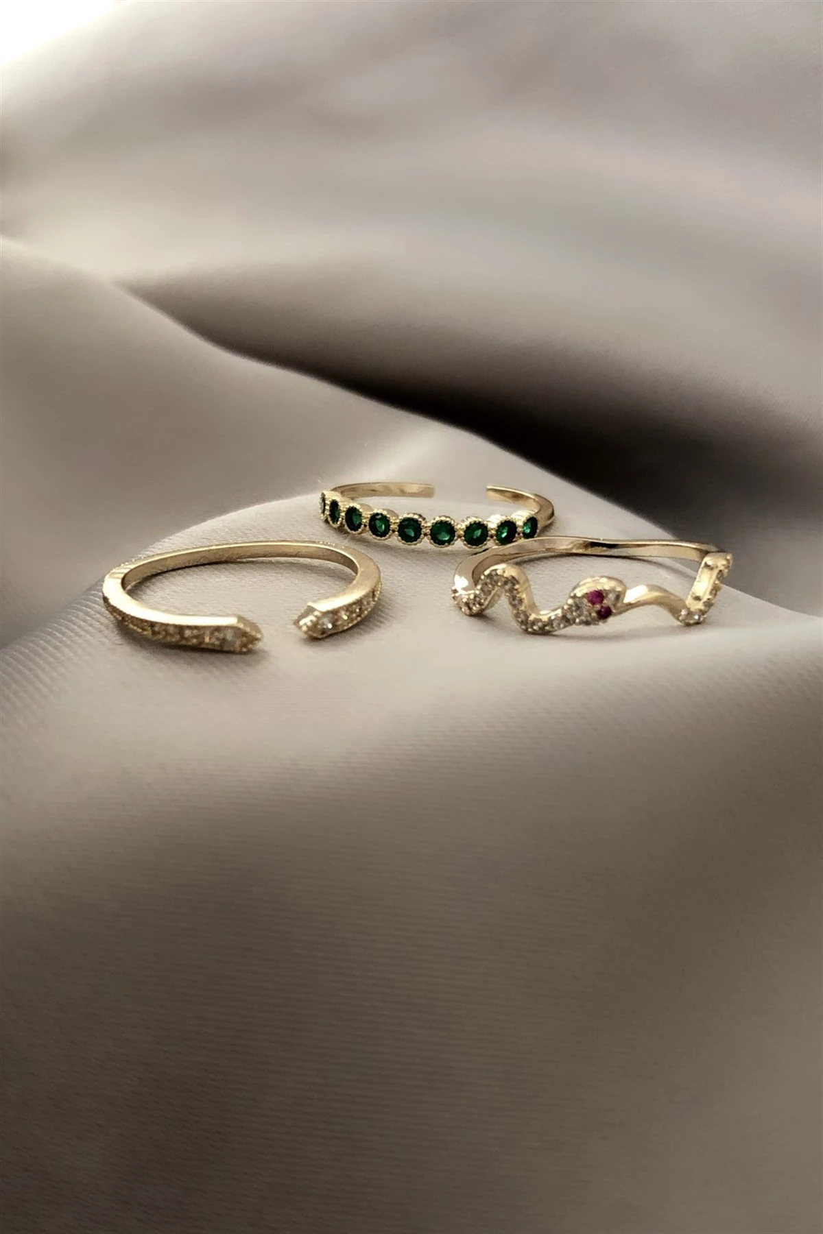 Emerald Üçlü Özel Seri Yüzük Seti