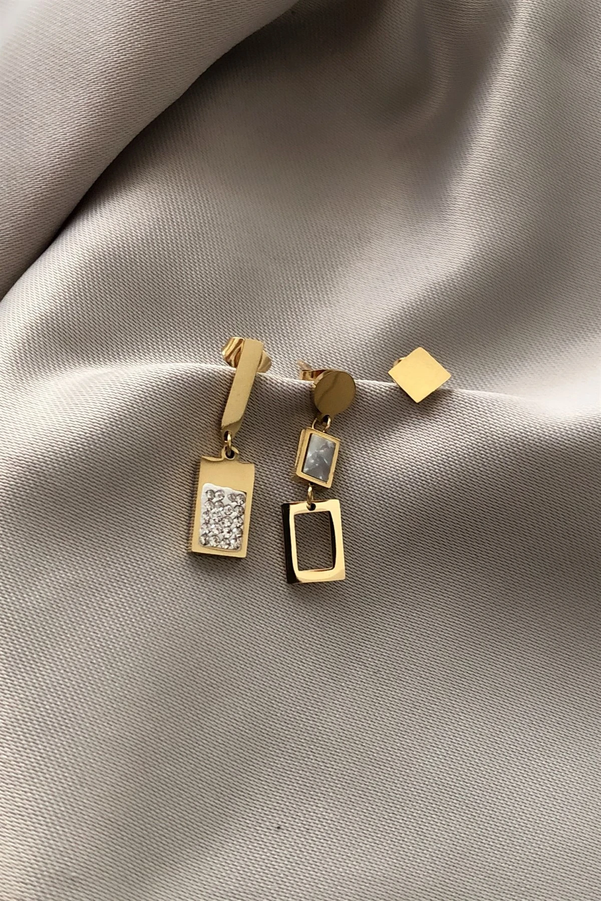 Rectangle Üçlü Çelik Küpe