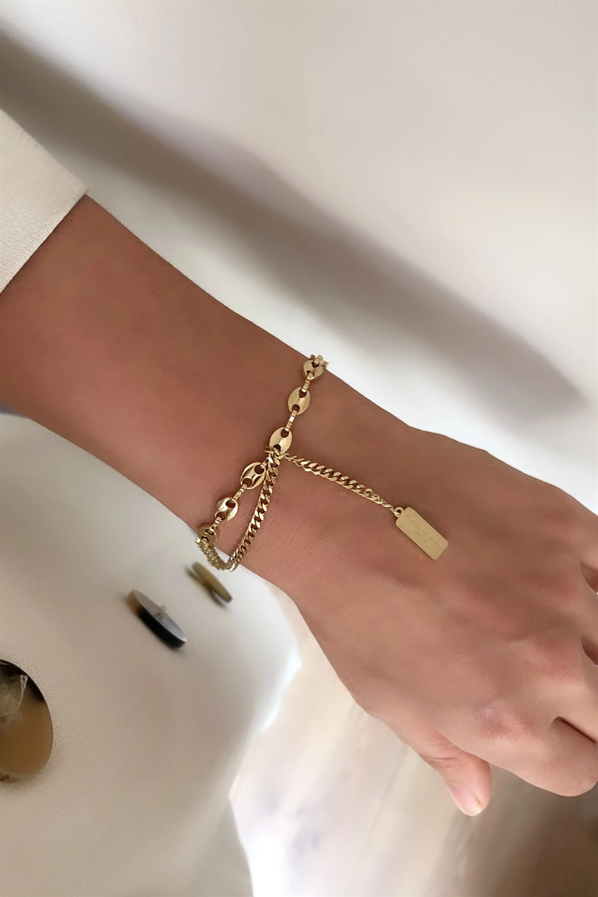 Düğme Çelik Bileklik