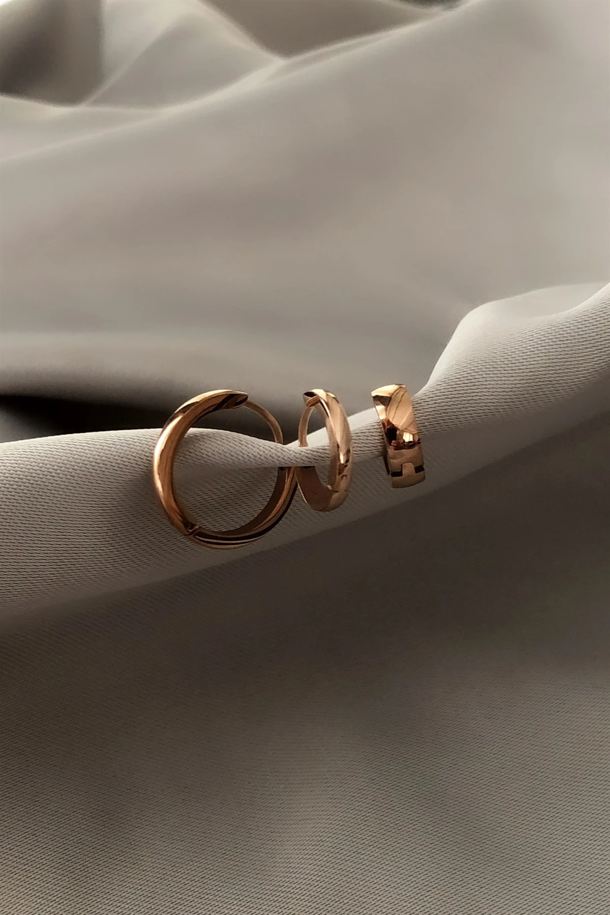 Üçlü Halka Çelik Küpe-PK6379H