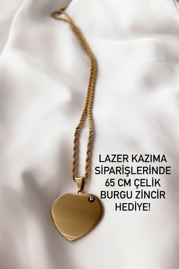 Yazı ve Resim için Plaka Çelik Kolye 45 Cm (65 Cm Burgu Çelik Zincir Hediye)