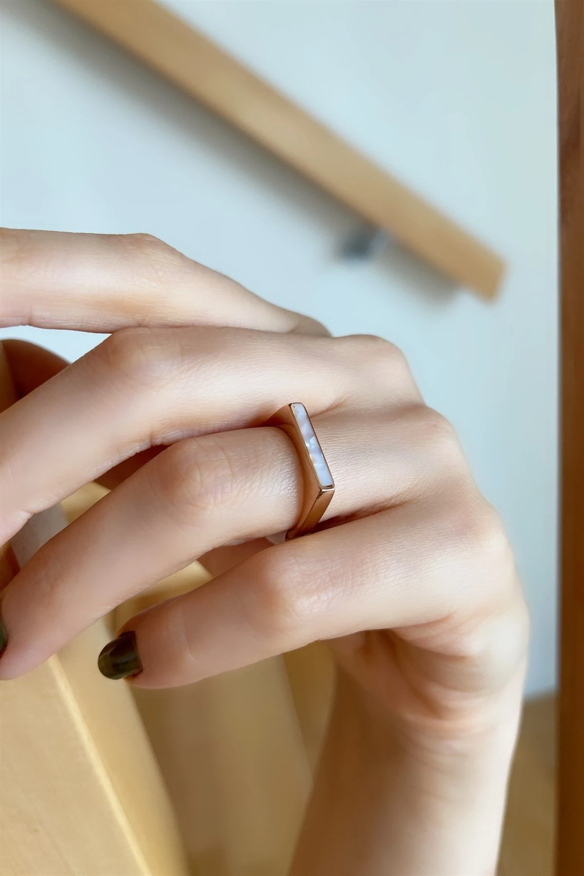 Sedefli Çelik Yüzük