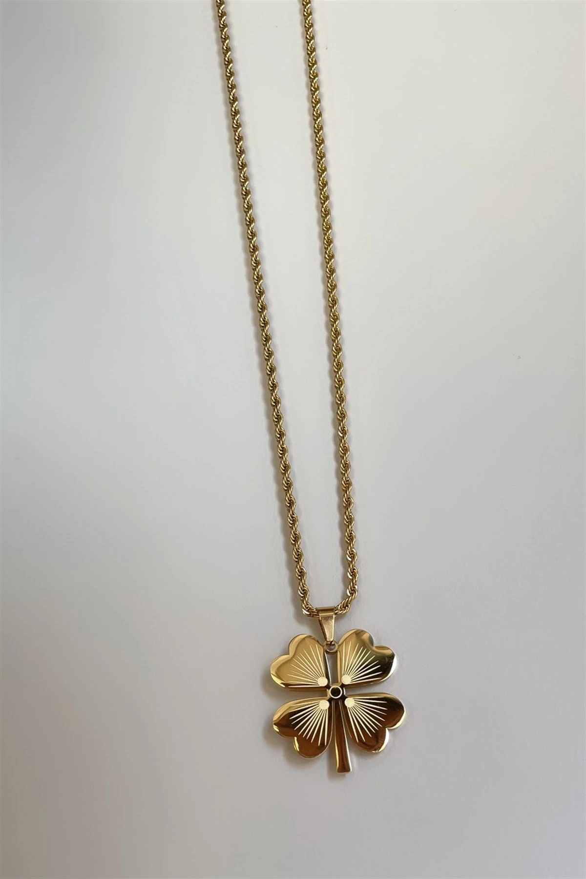 Four Leaf Clover Çelik Kolye (65 Cm)