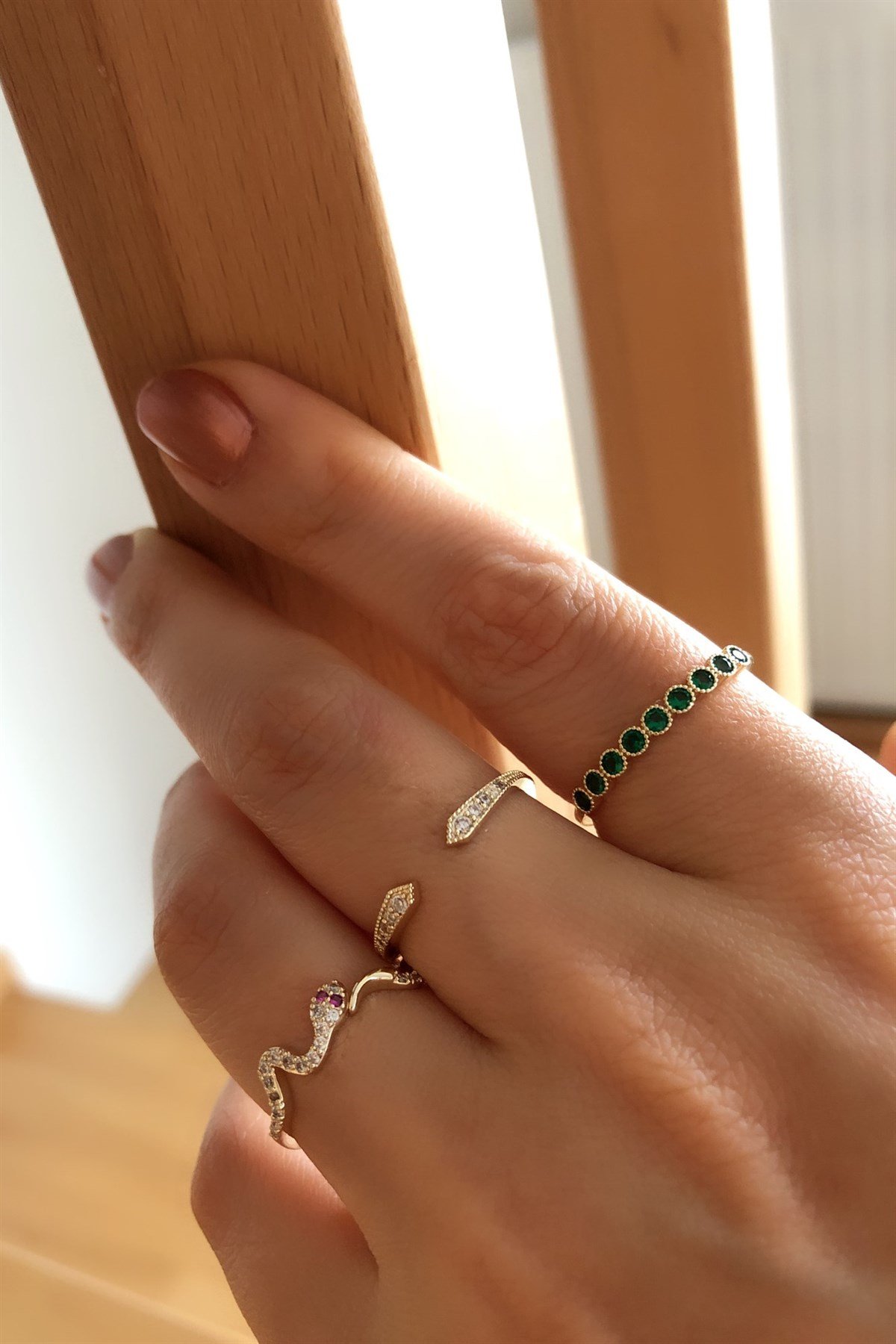 Emerald Üçlü Özel Seri Yüzük Seti