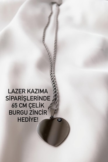 Yazı ve Resim için Plaka Çelik Kolye 45 Cm (65 Cm Burgu Çelik Zincir Hediye)