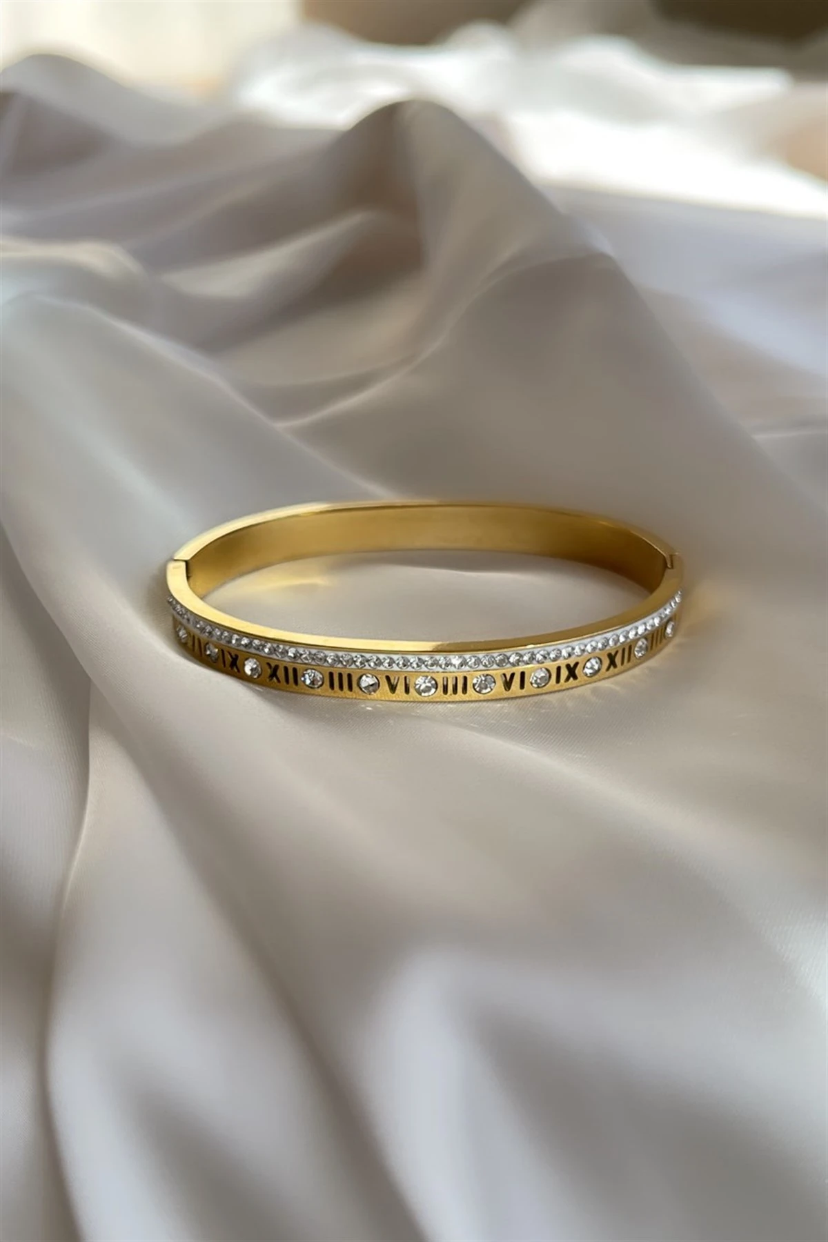 Roma Rakamlı Çelik Kelepçe Bileklik