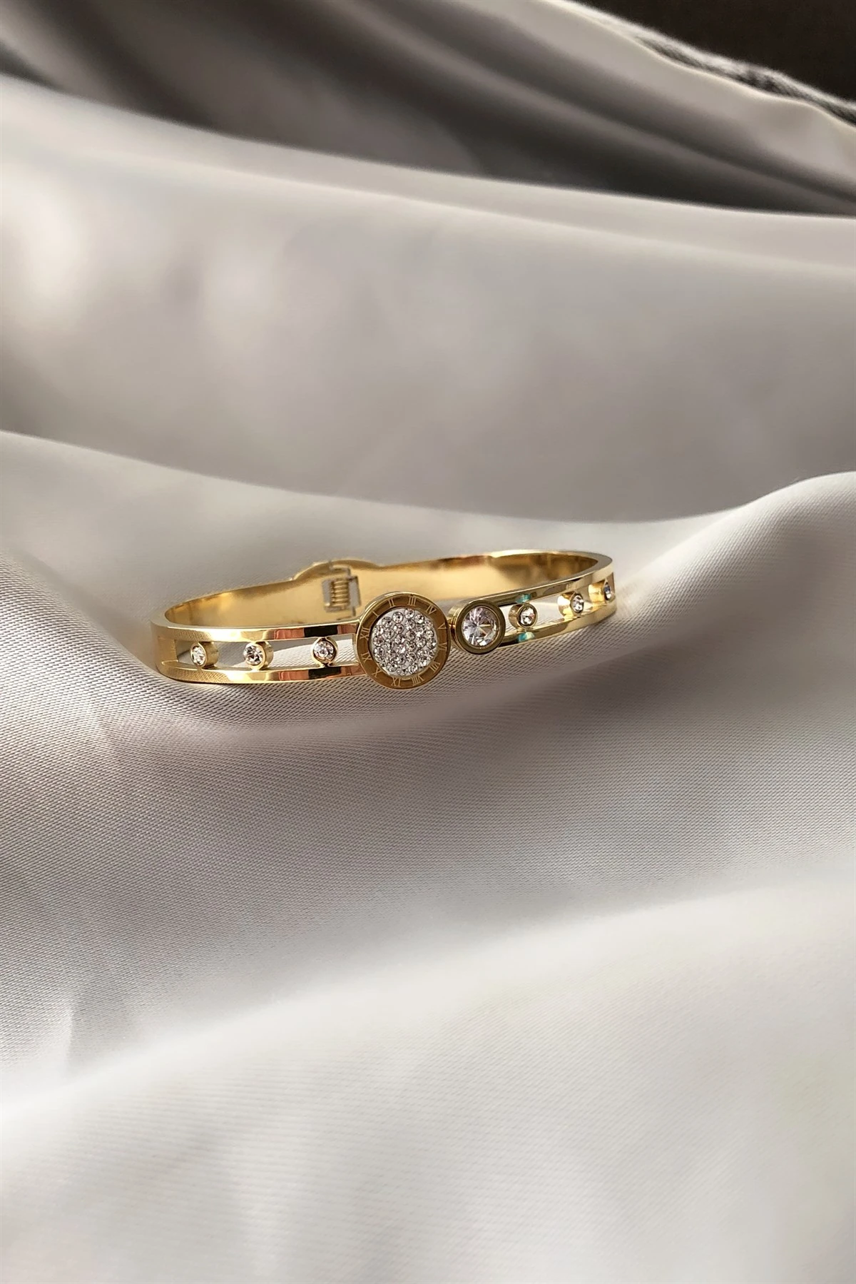 Zirkon Taşlı Çelik Bileklik