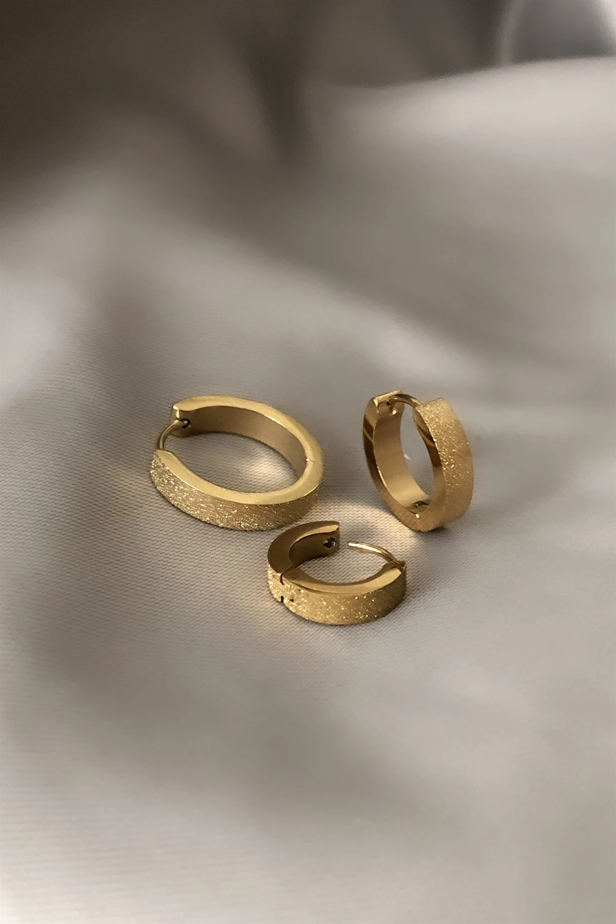 Simli Üçlü Çelik Halka Küpe-PK6375S