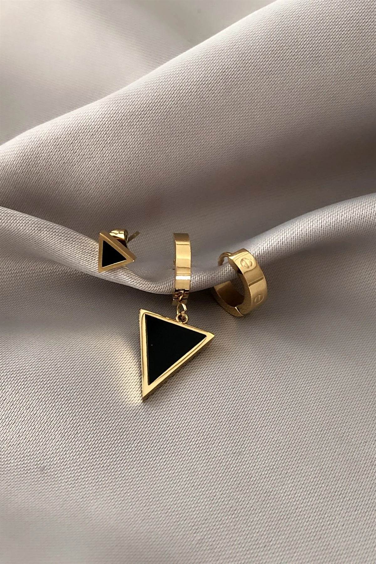 Triangle Üçlü Çelik Küpe-PK6397T