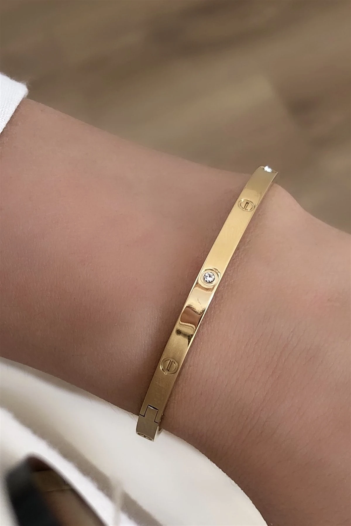 Zirkon Taşlı Çelik Bileklik