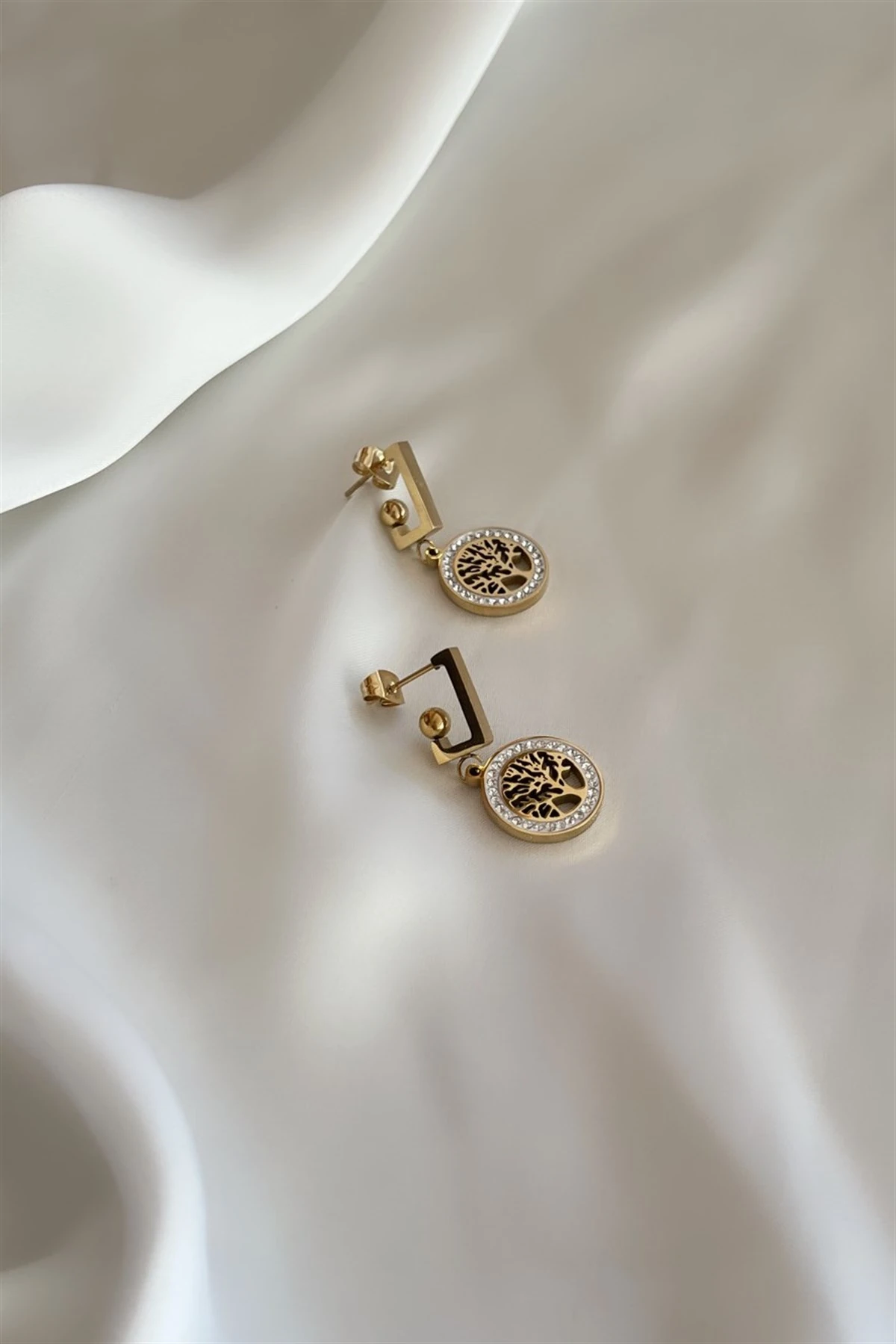 Yaşam Ağacı Çelik Küpe