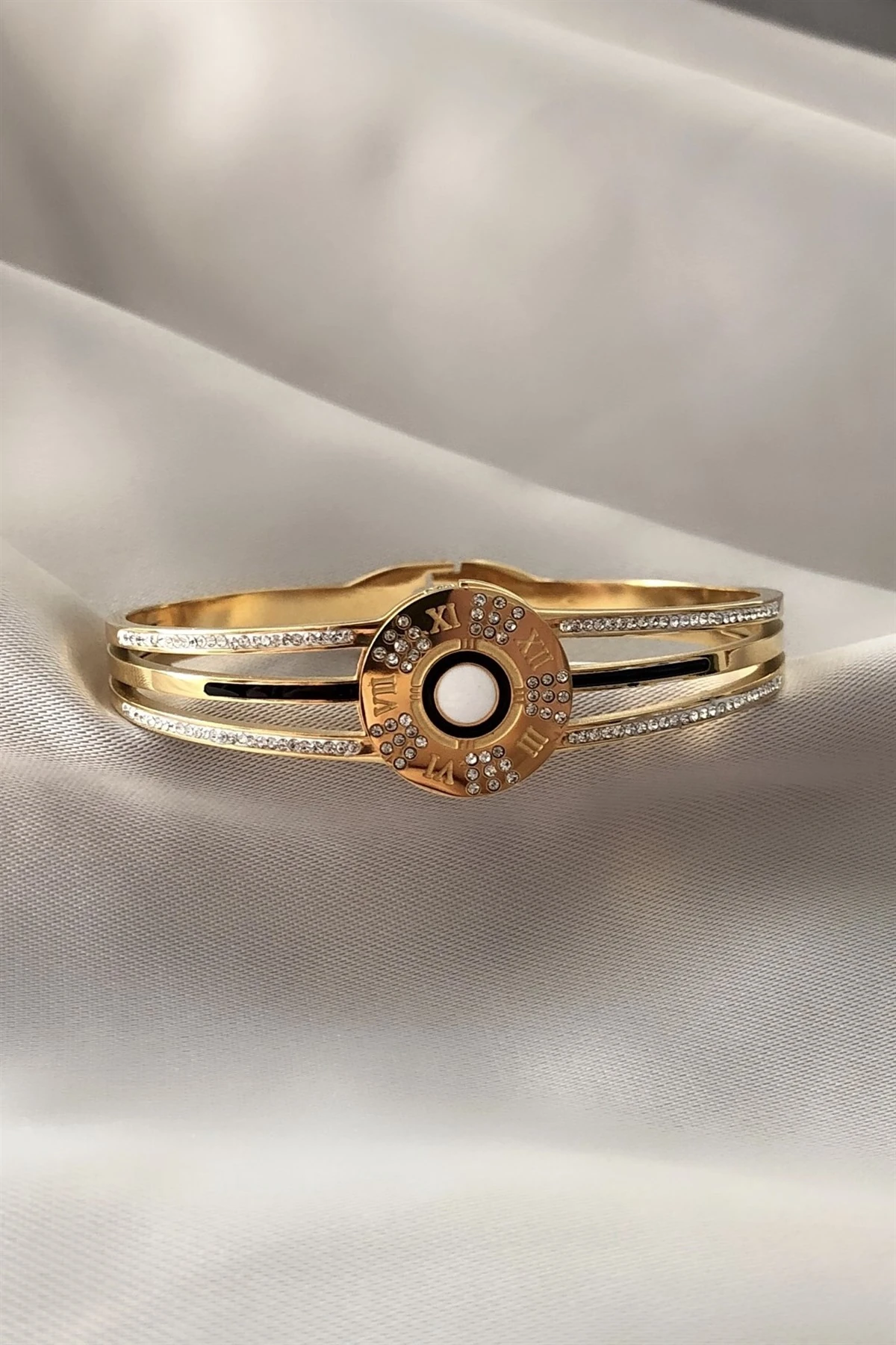 Zirkon Taşlı Çelik Bileklik