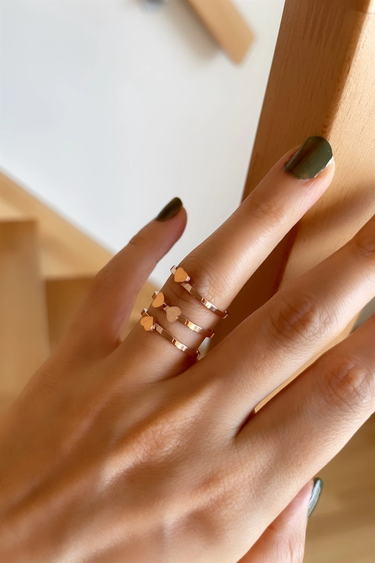 Heart Çelik Yüzük Seti