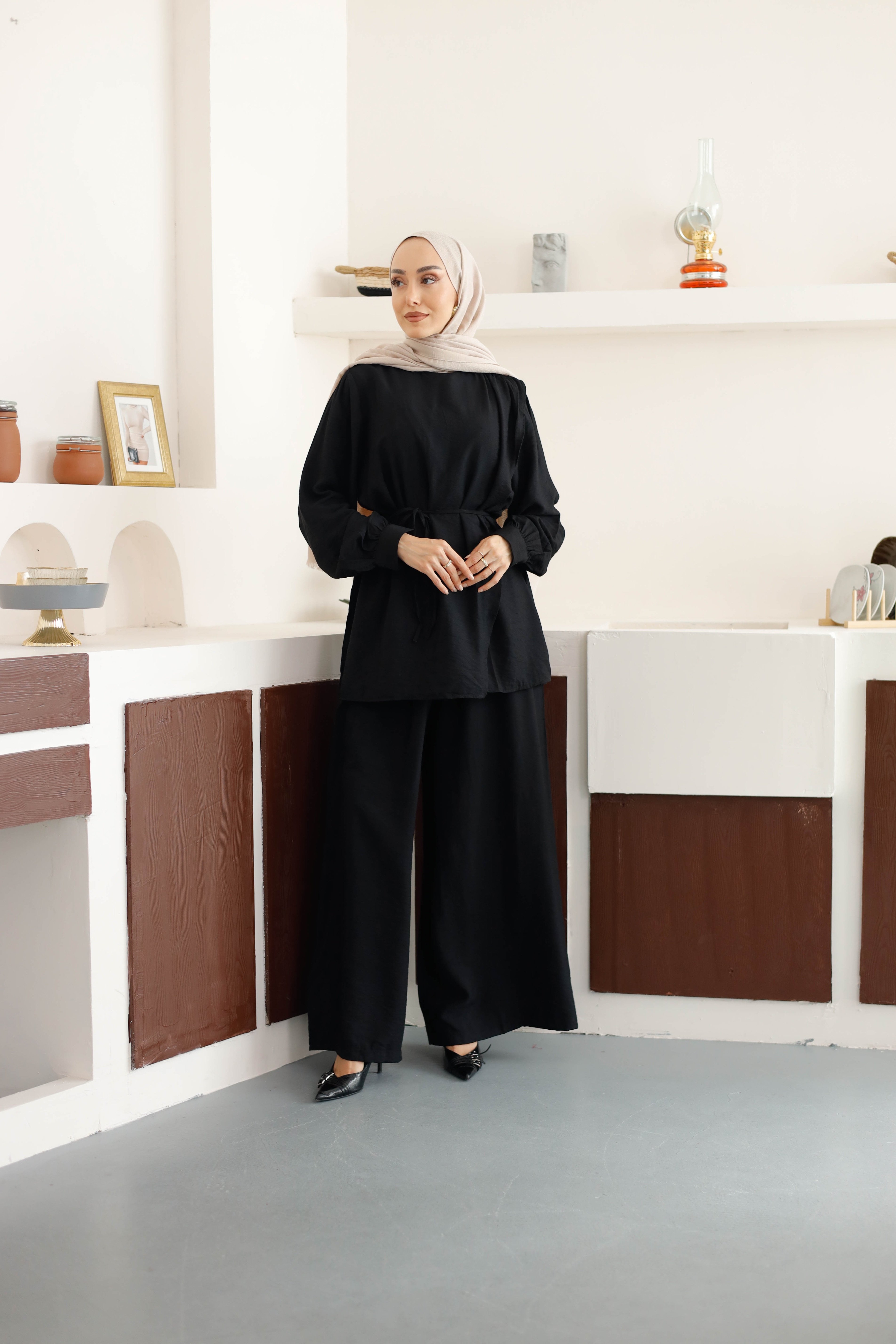 Asimetrik Tunik Pantolon Takım