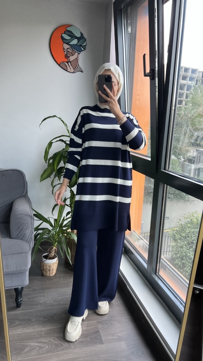 Striped Two-Piece Zehra Knit Set