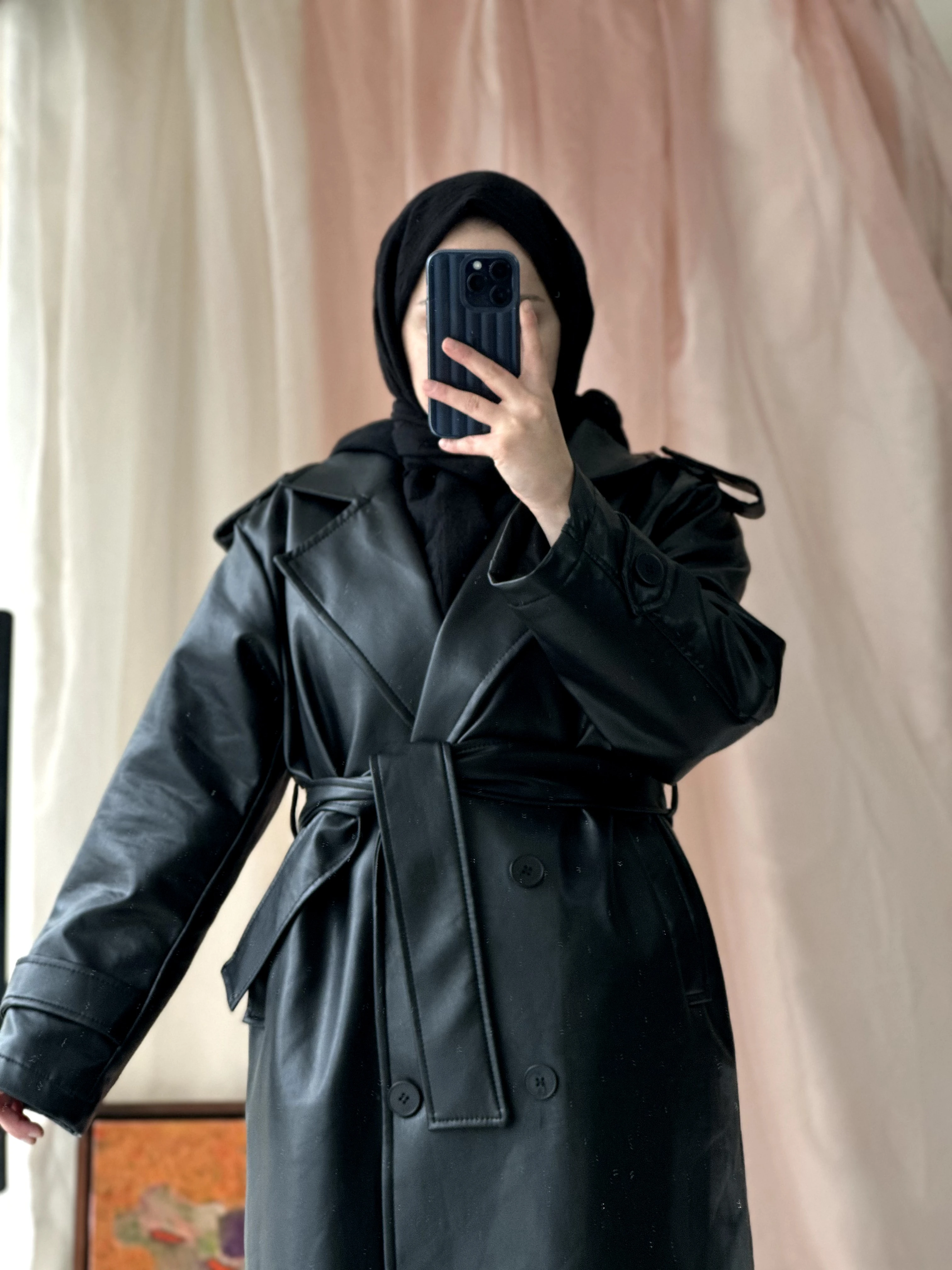 Astarlı Deri Trençkot