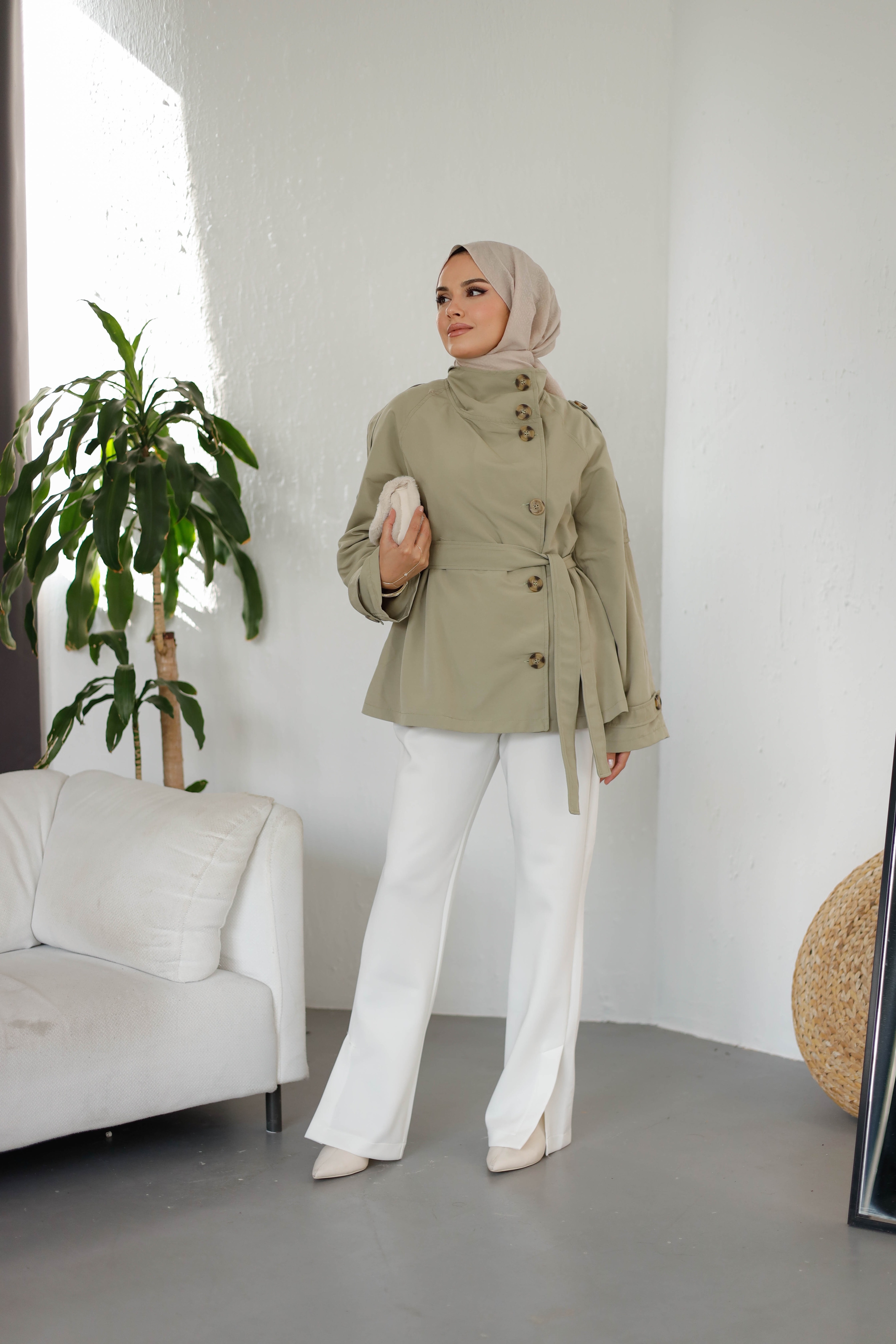 Yan Düğmeli Trençkot