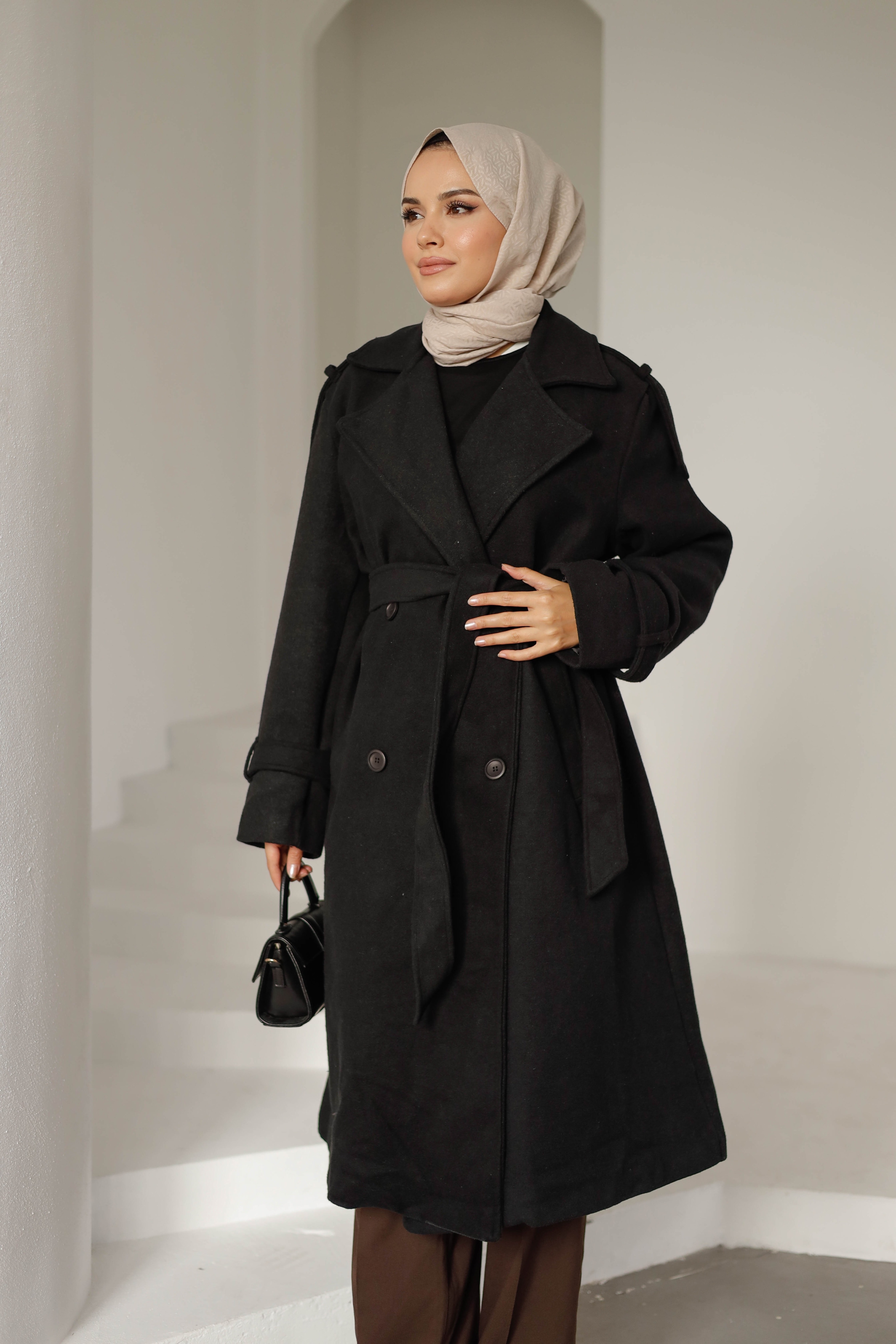 Massi Kaşe Kaban - Siyah