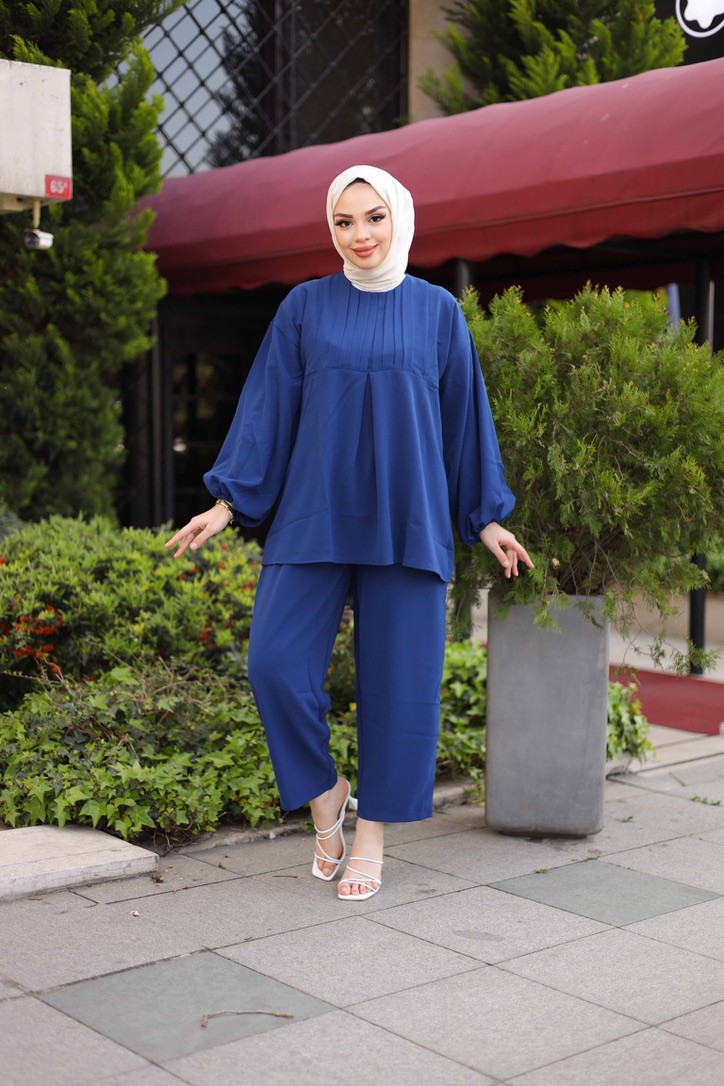 Çağla pleated tunic - Blue