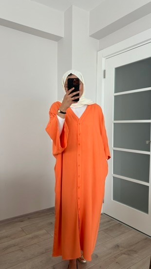 half sleeve long cardigan - Orange