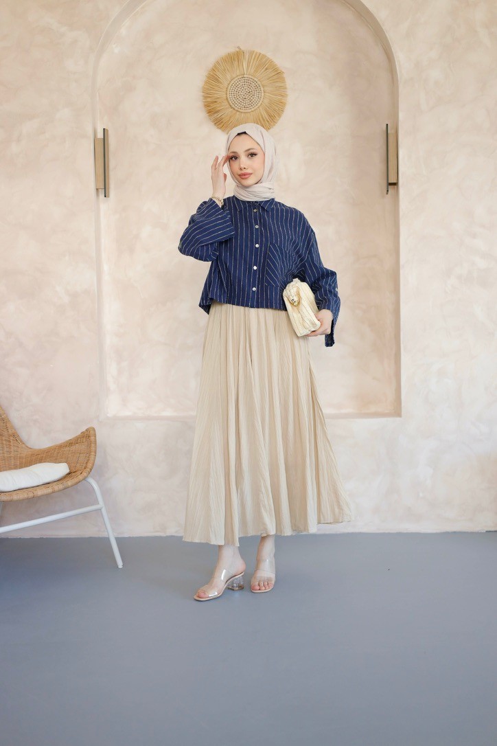 seersucker draped skirt
