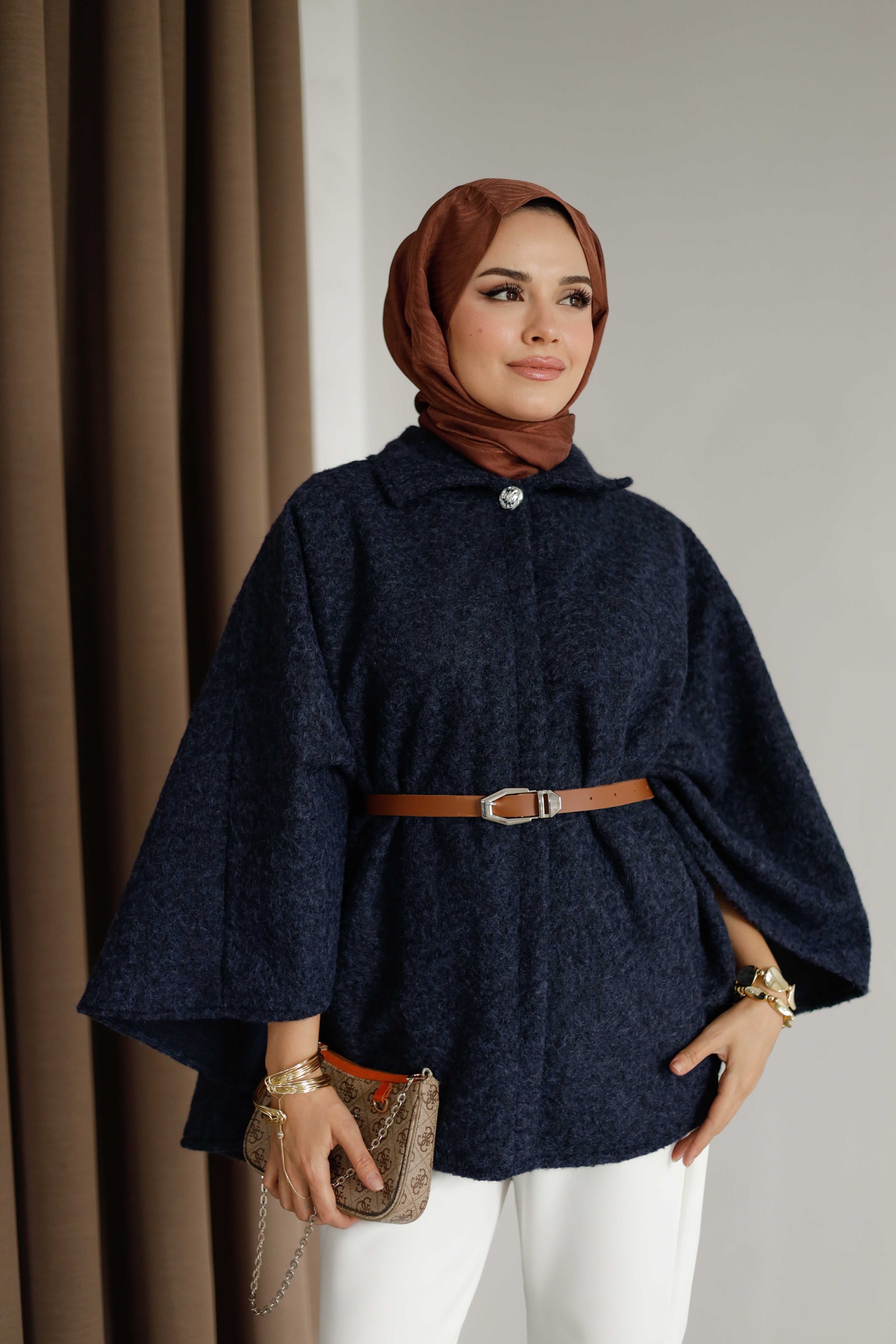 Kemerli Kaşe Panço  - Lacivert