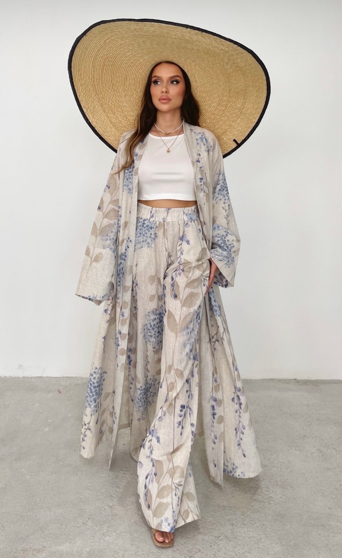 spring double kimono set - Blue