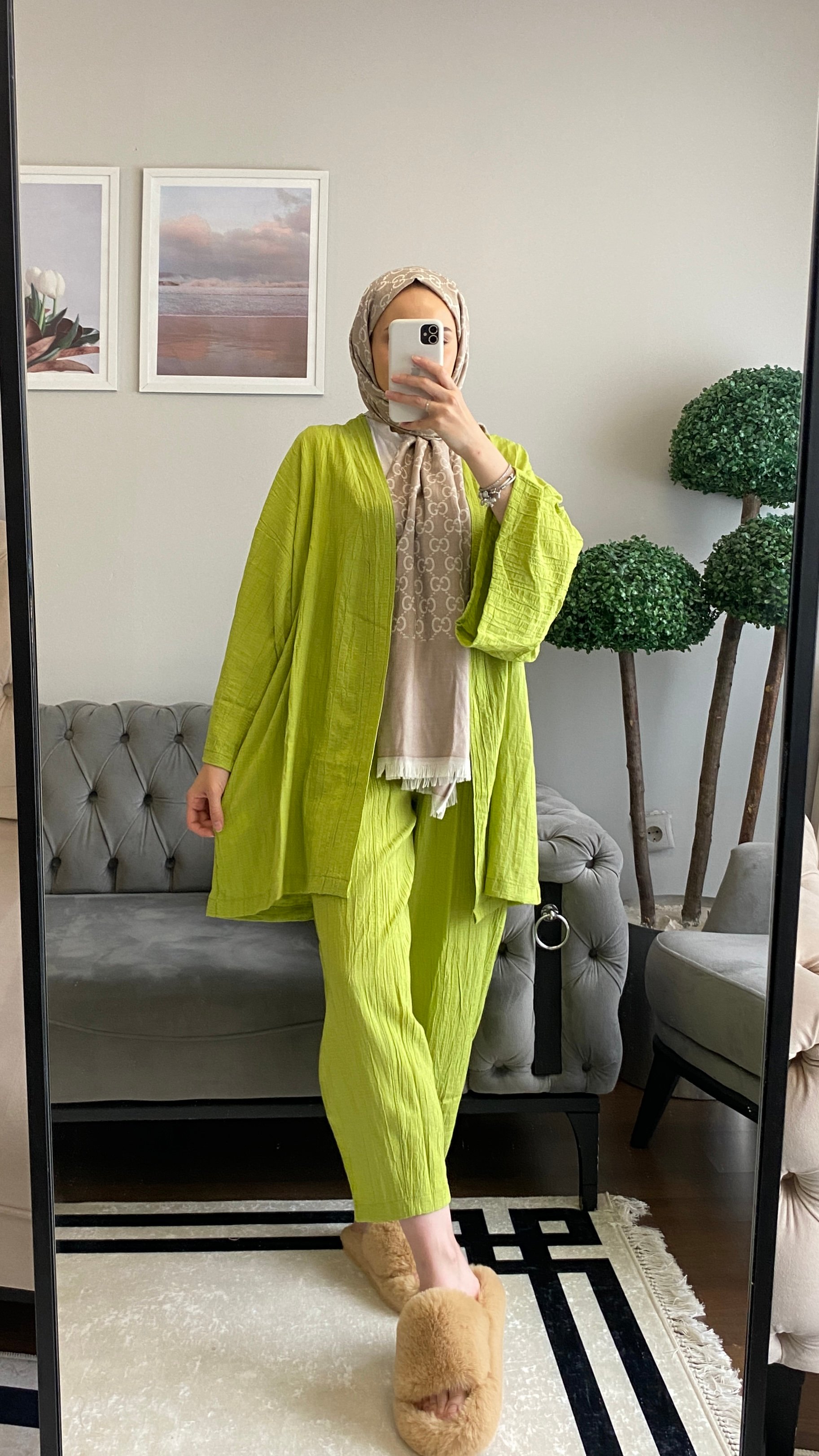 Waffle Kimono Set - Pistachio Green