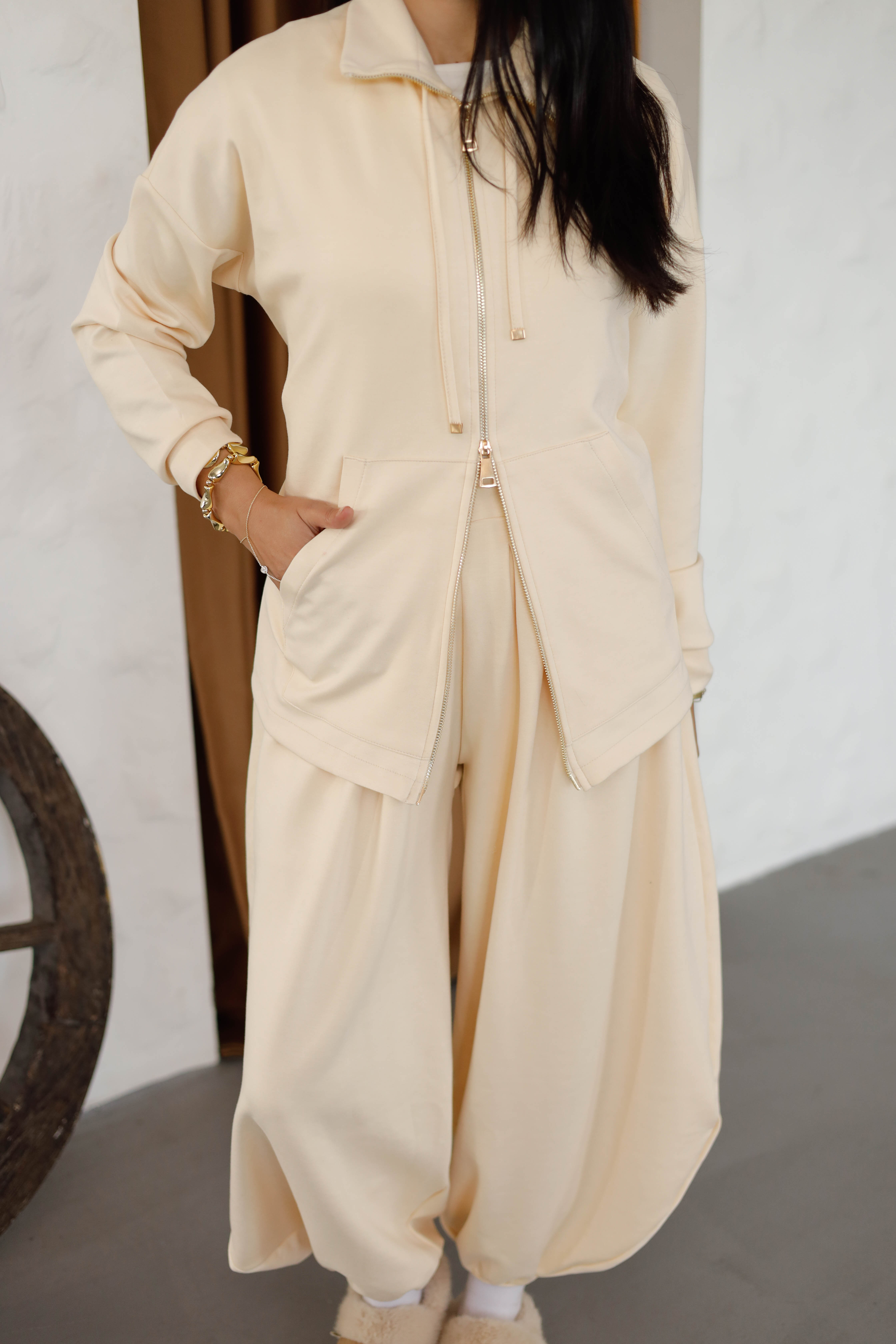 Bomber Sweat Set – Cream