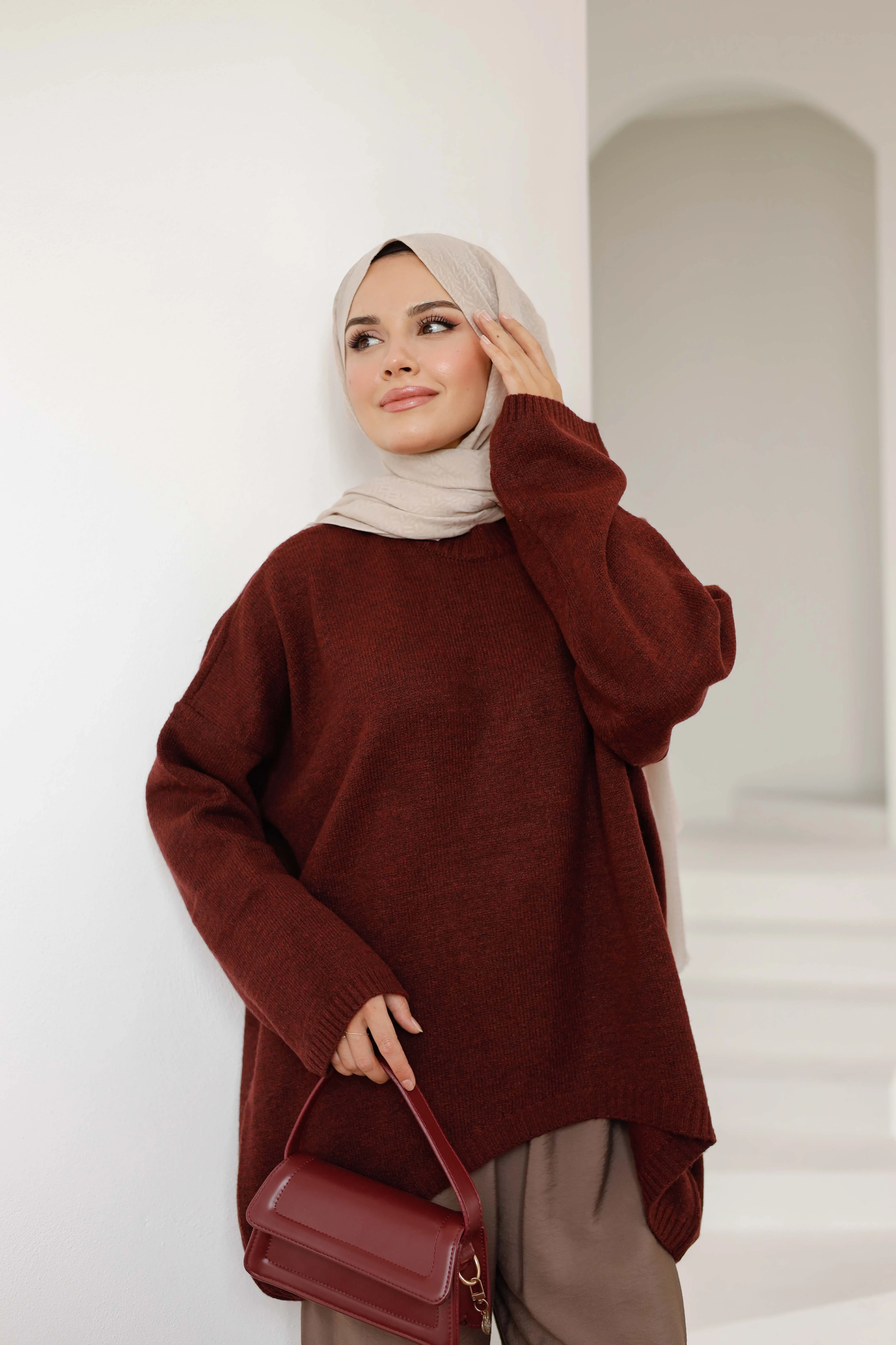 Hazel Knit Sweater - Bordo