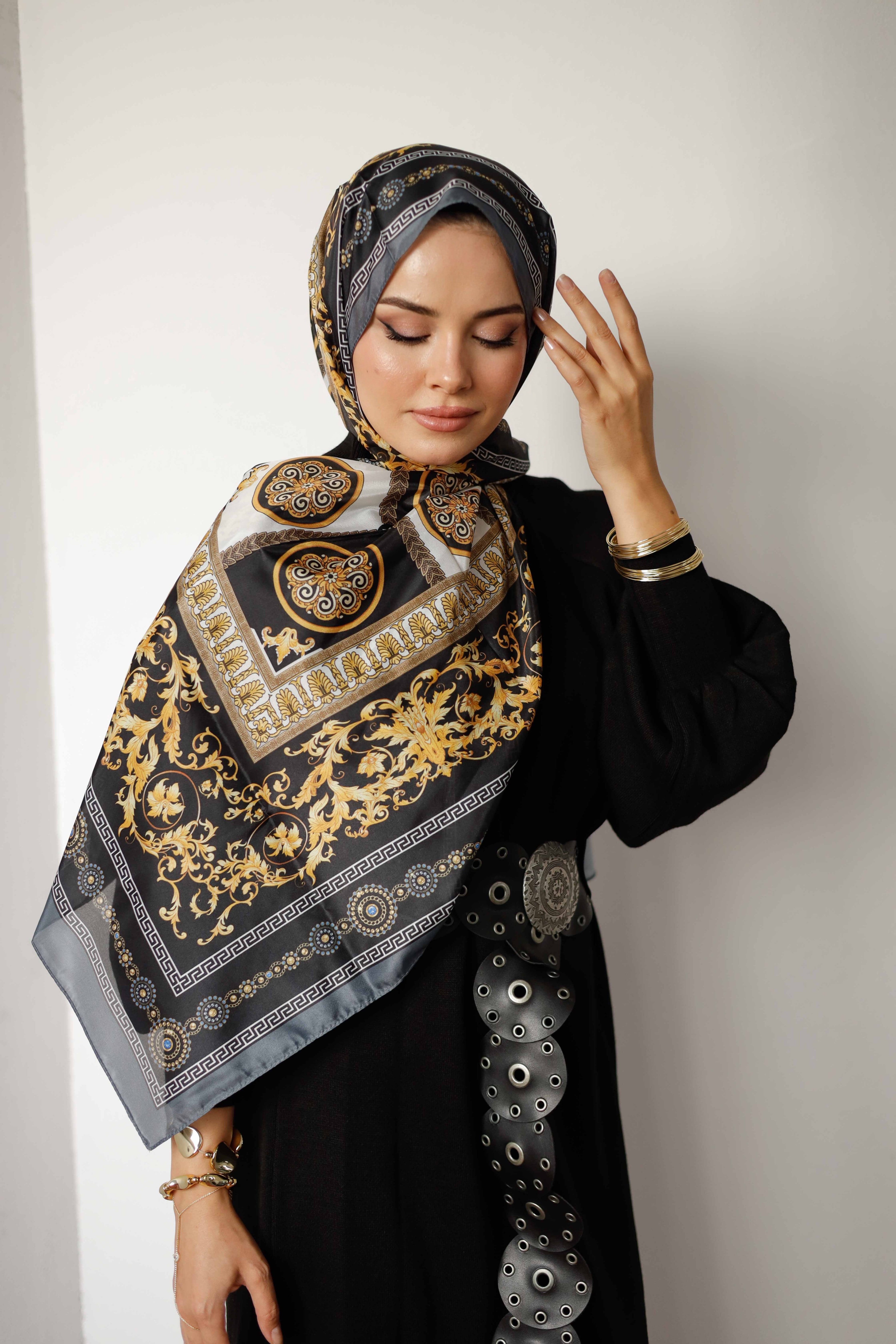 Retro Desen Soft Şal - Gold