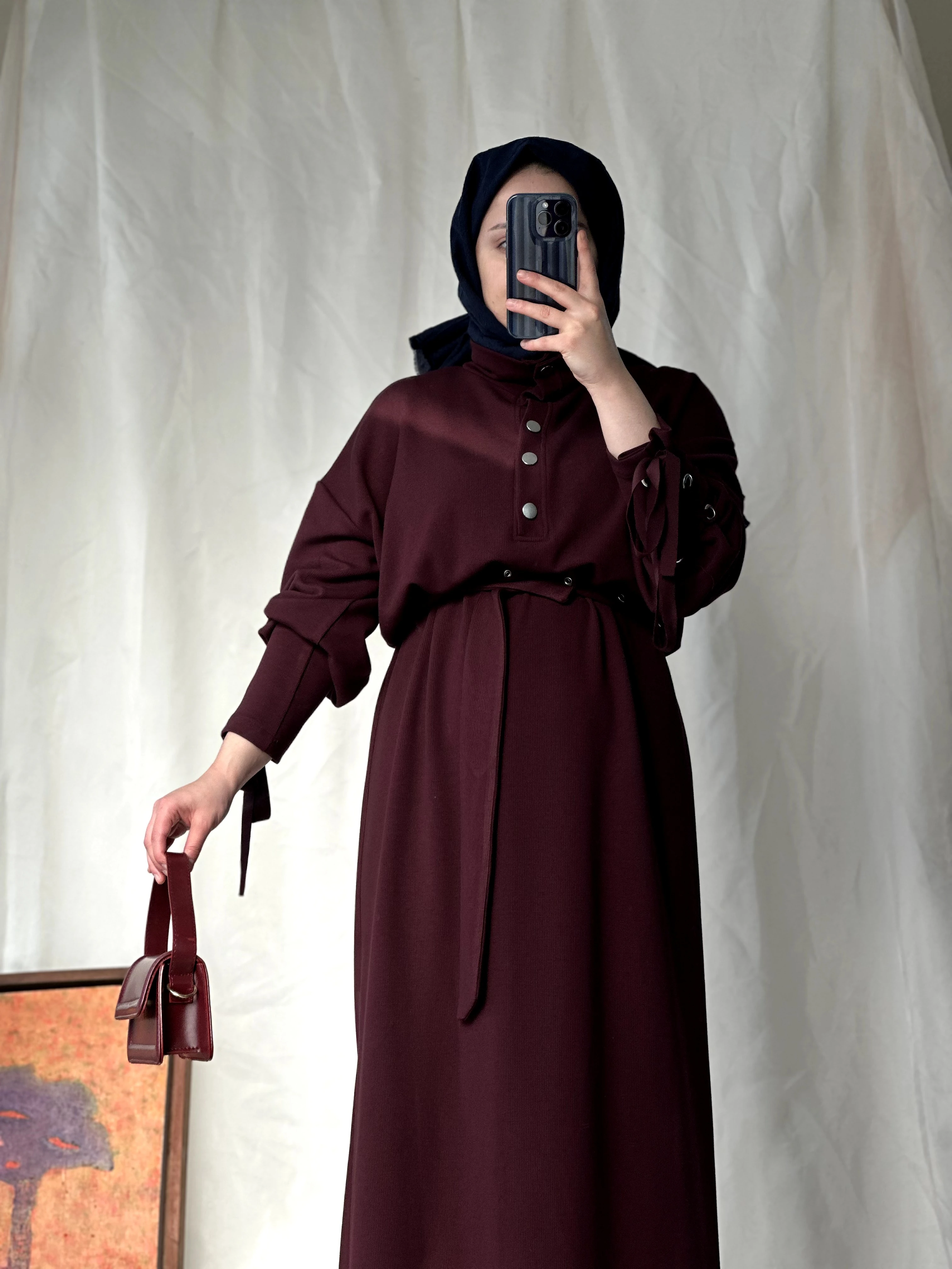 Kolu Bağlamalı Uzun Elbise